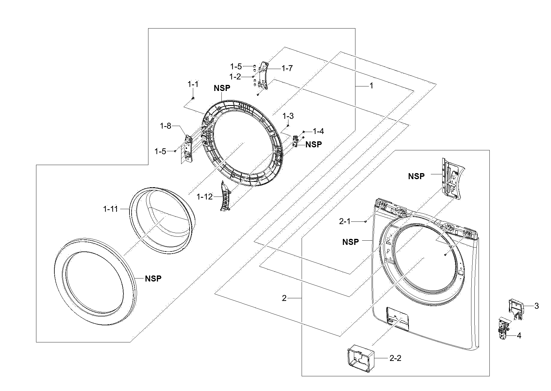 Kenmore 40249032010 door assy diagram