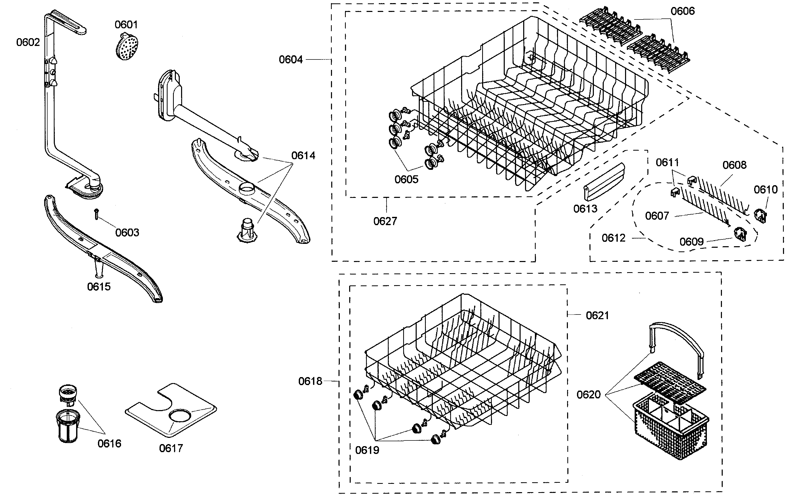 Bosch SHE44C06UC/43 baskets diagram