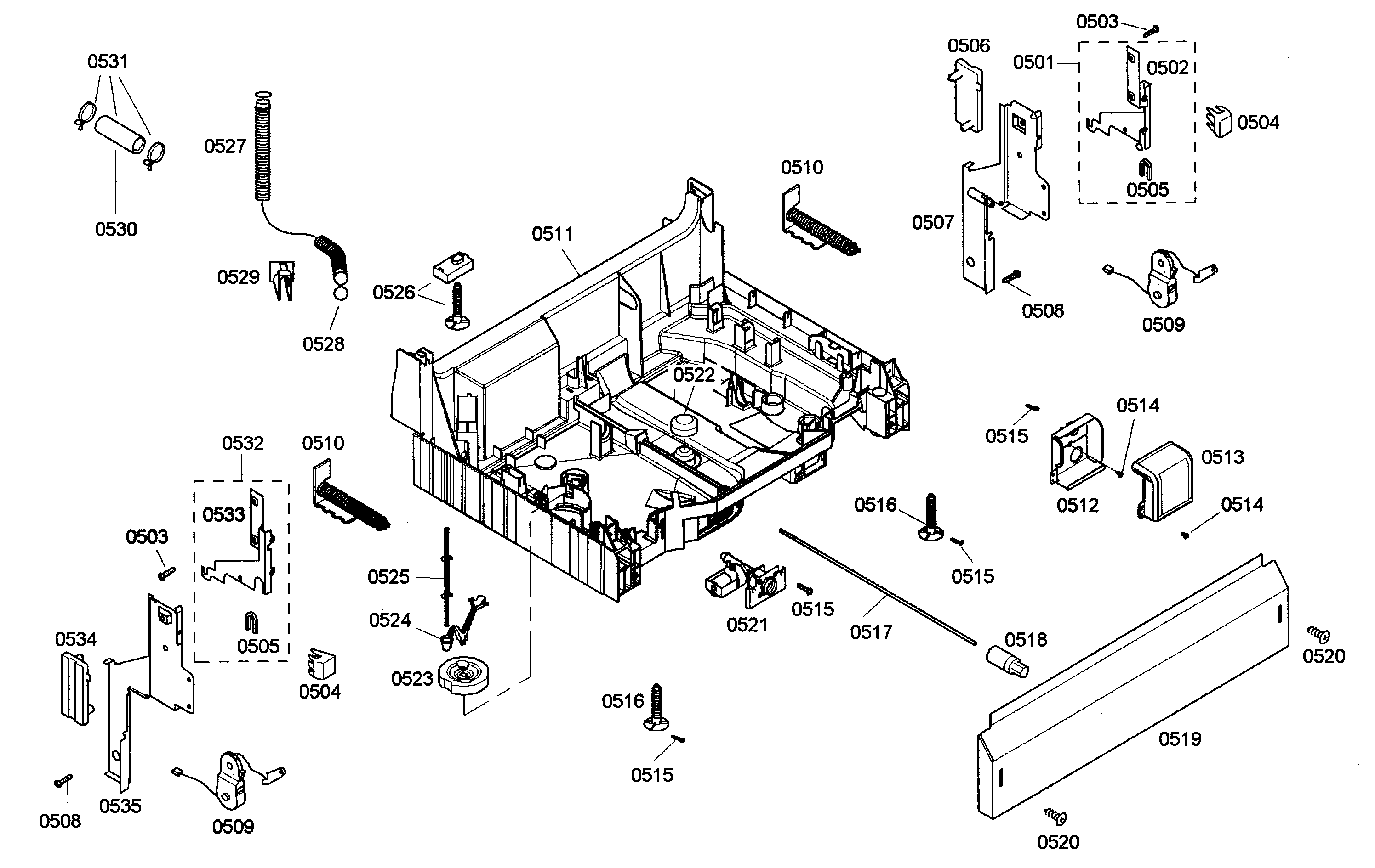 Bosch SHE44C06UC/38 base assy diagram