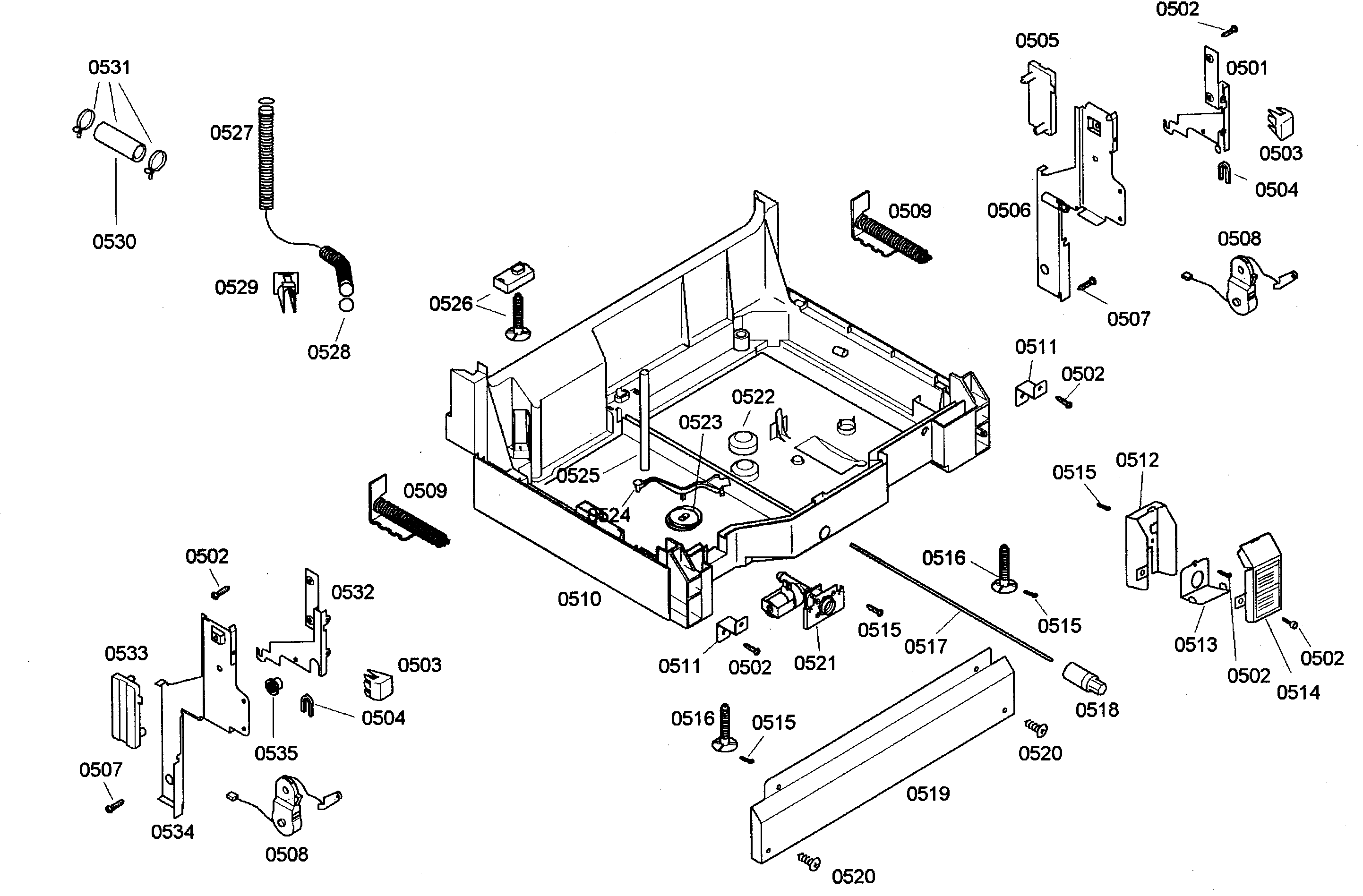 Bosch SHE44C06UC/17 base assy diagram
