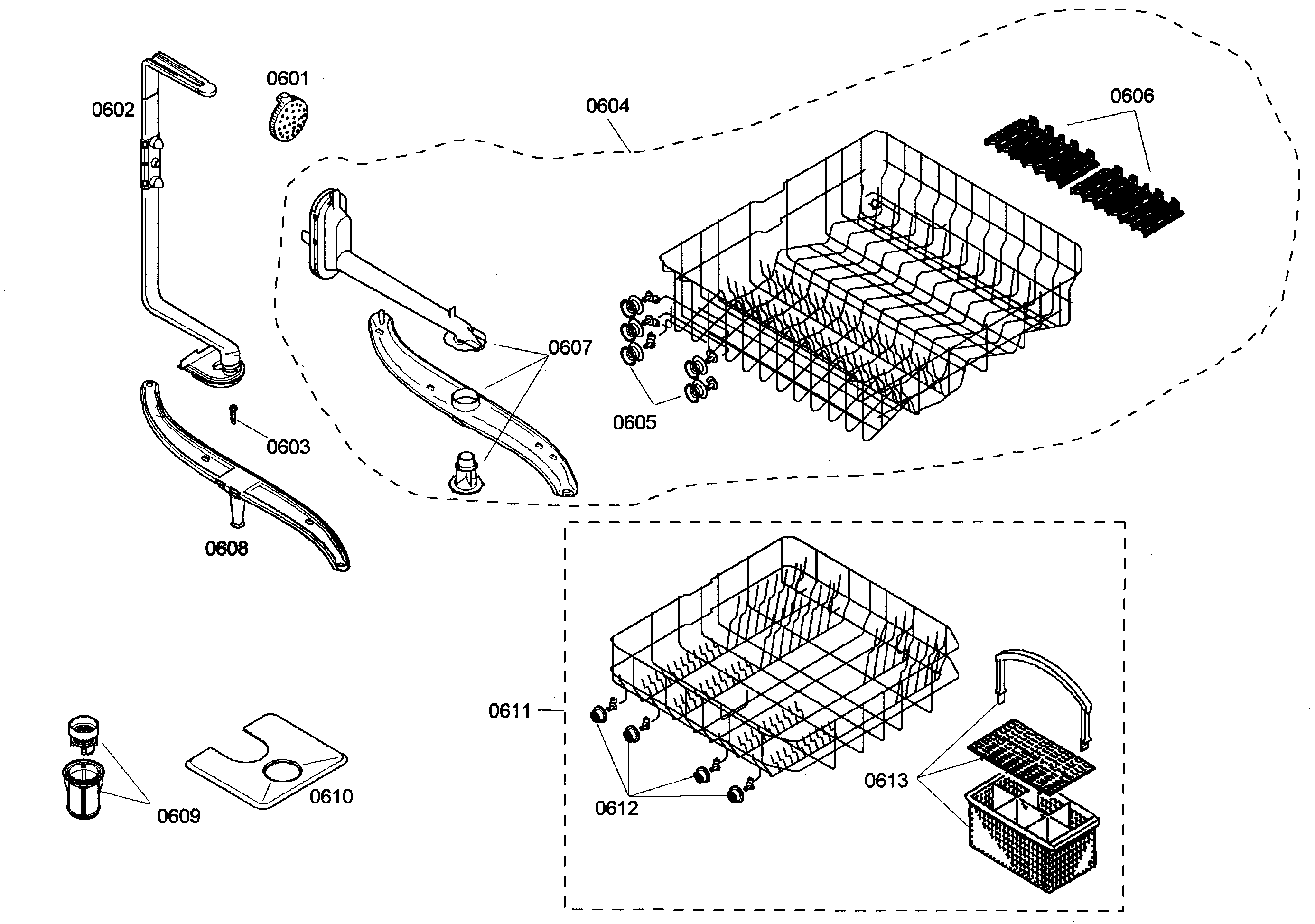 Bosch SHE44C06UC/17 baskets diagram