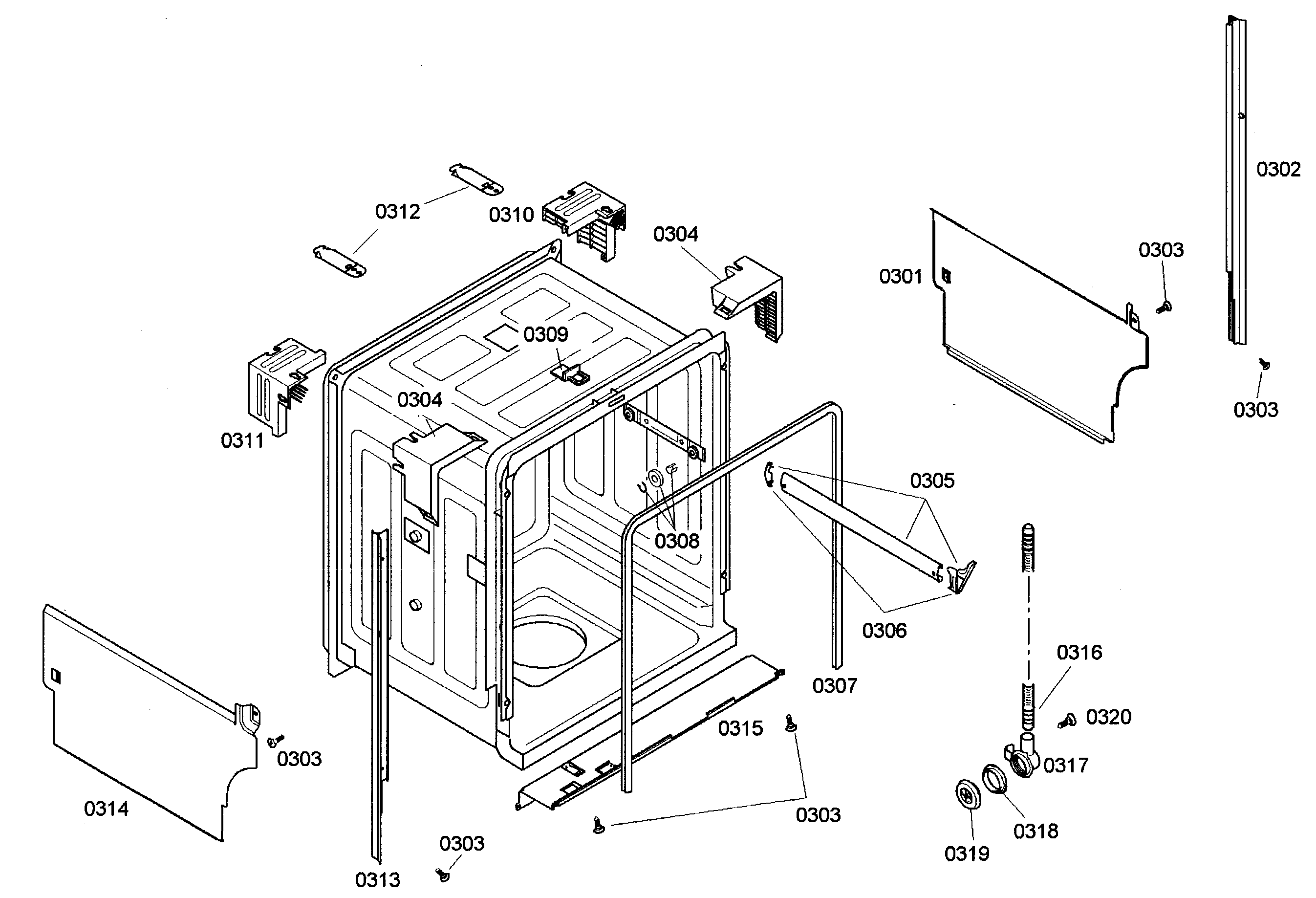 Bosch SHE44C05UC/40 cabinet diagram