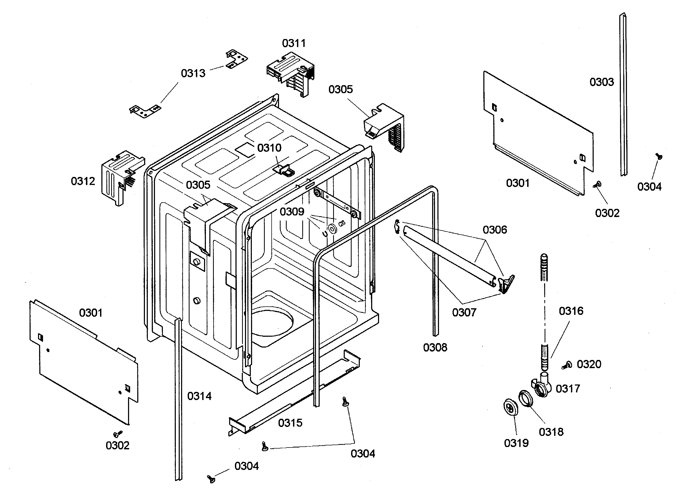 Bosch SHE44C05UC/36 cabinet diagram
