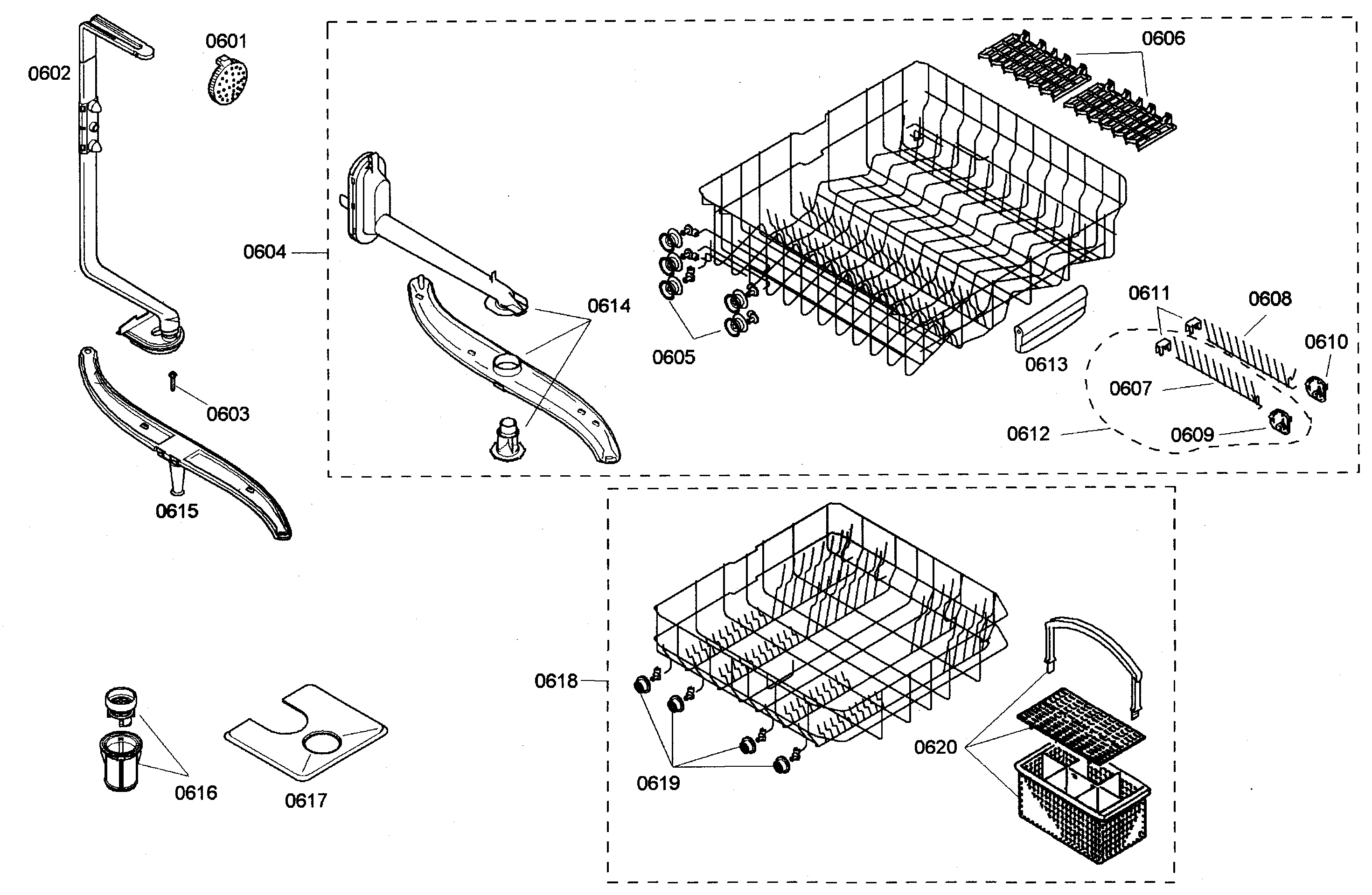 Bosch SHE44C05UC/36 baskets diagram