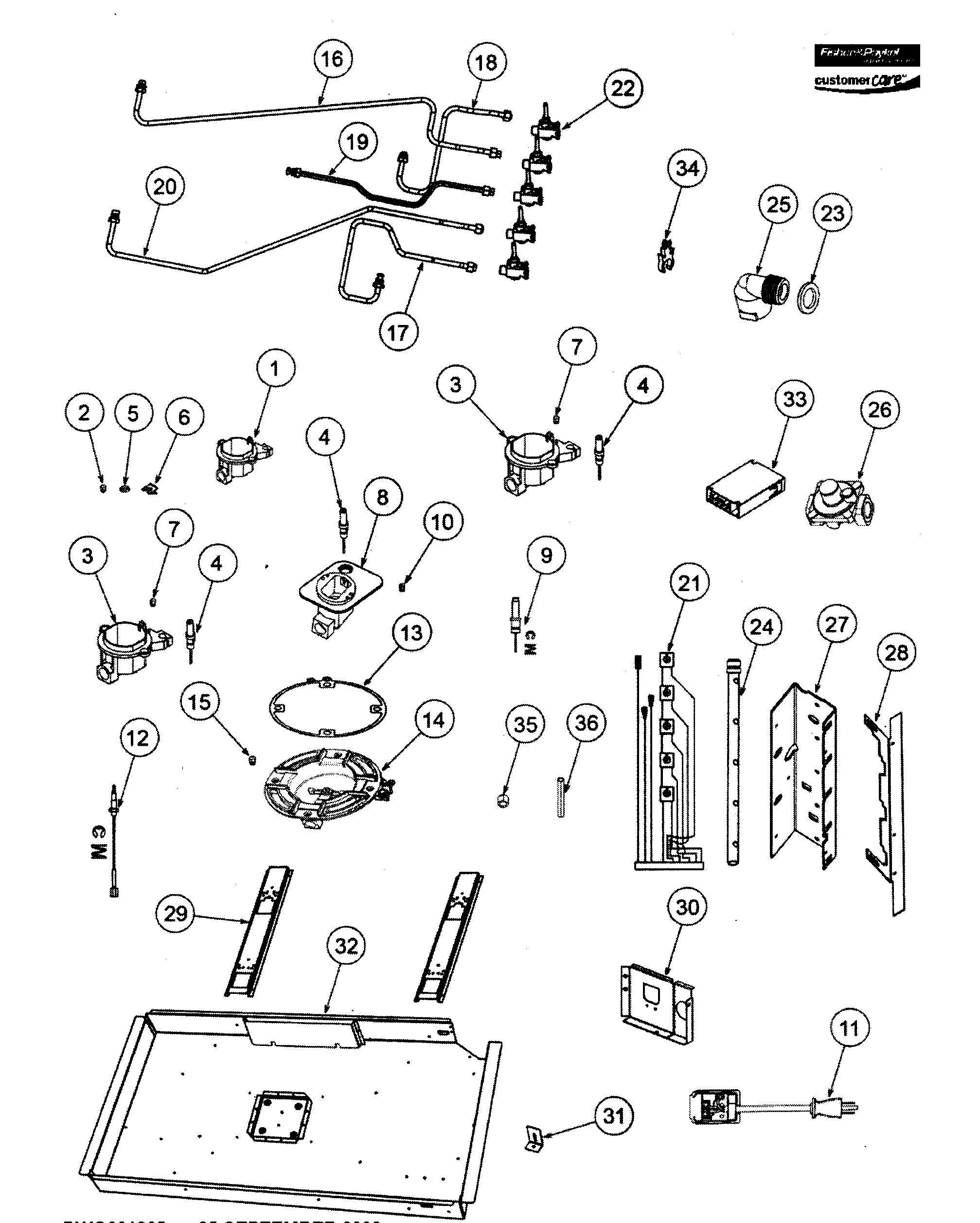Fisher & Paykel CG365CWACX1-88539A cabinet assy diagram