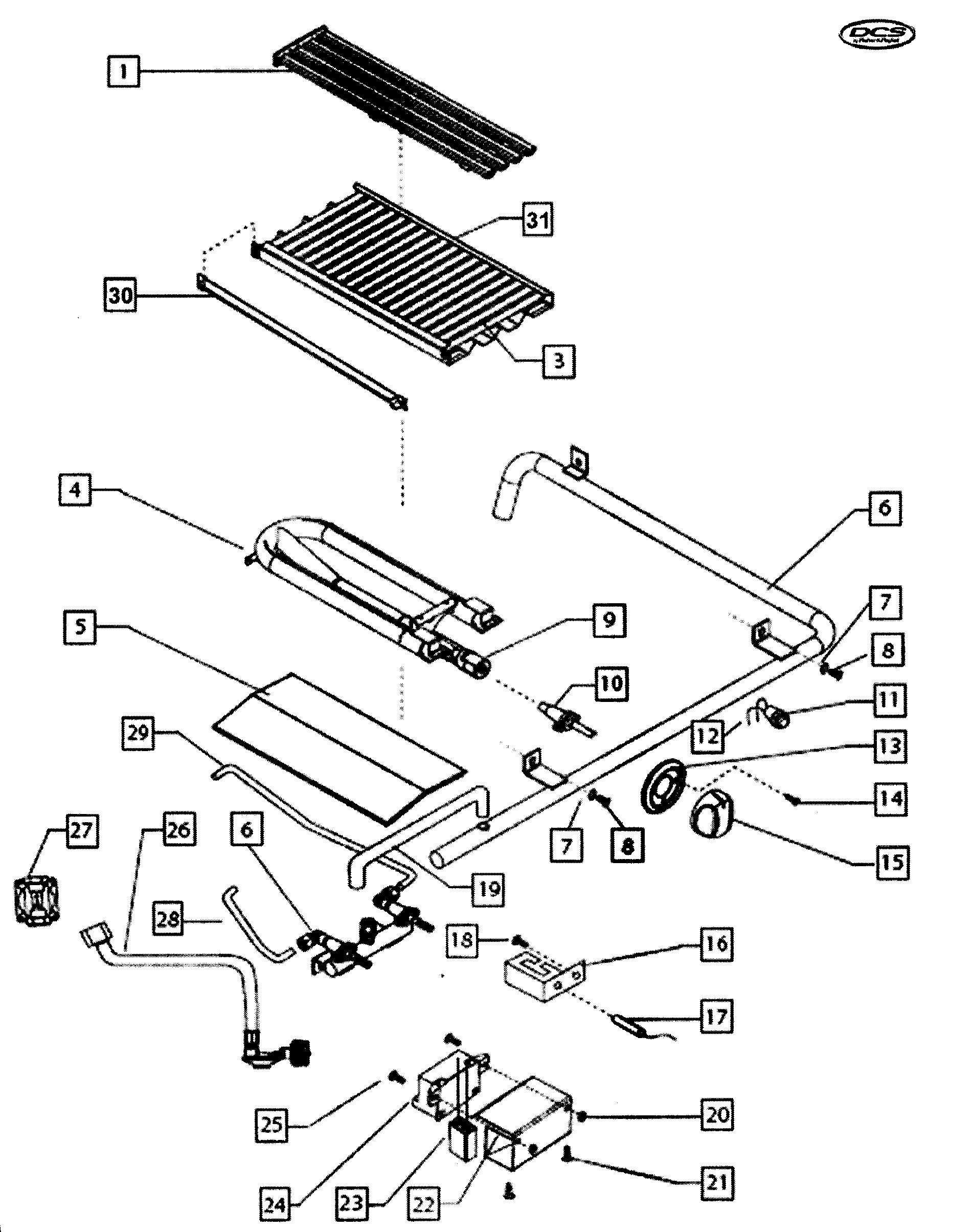 DCS BGB48-BQRN-70494A burner assy diagram