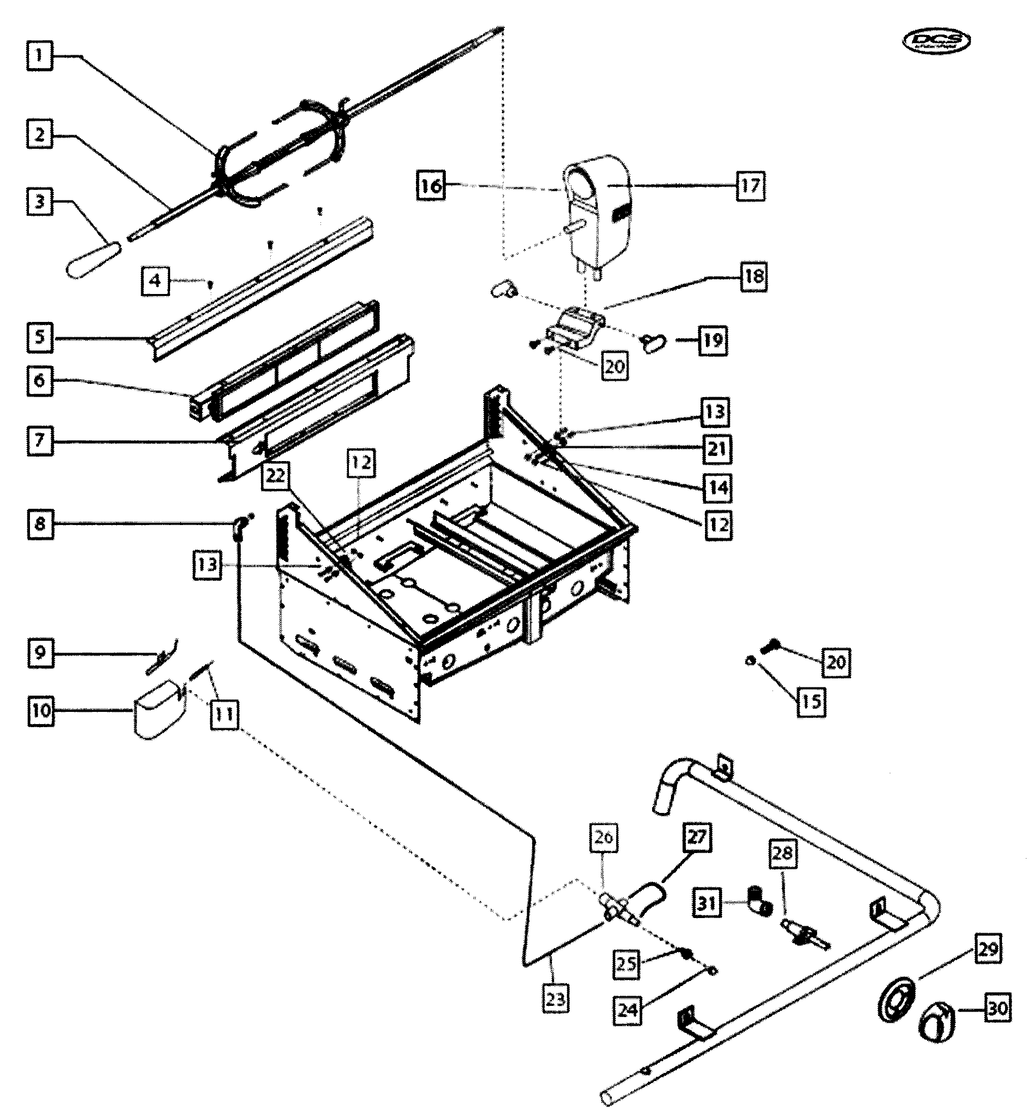 DCS BGB48-BQRN-70494A rotisserie diagram