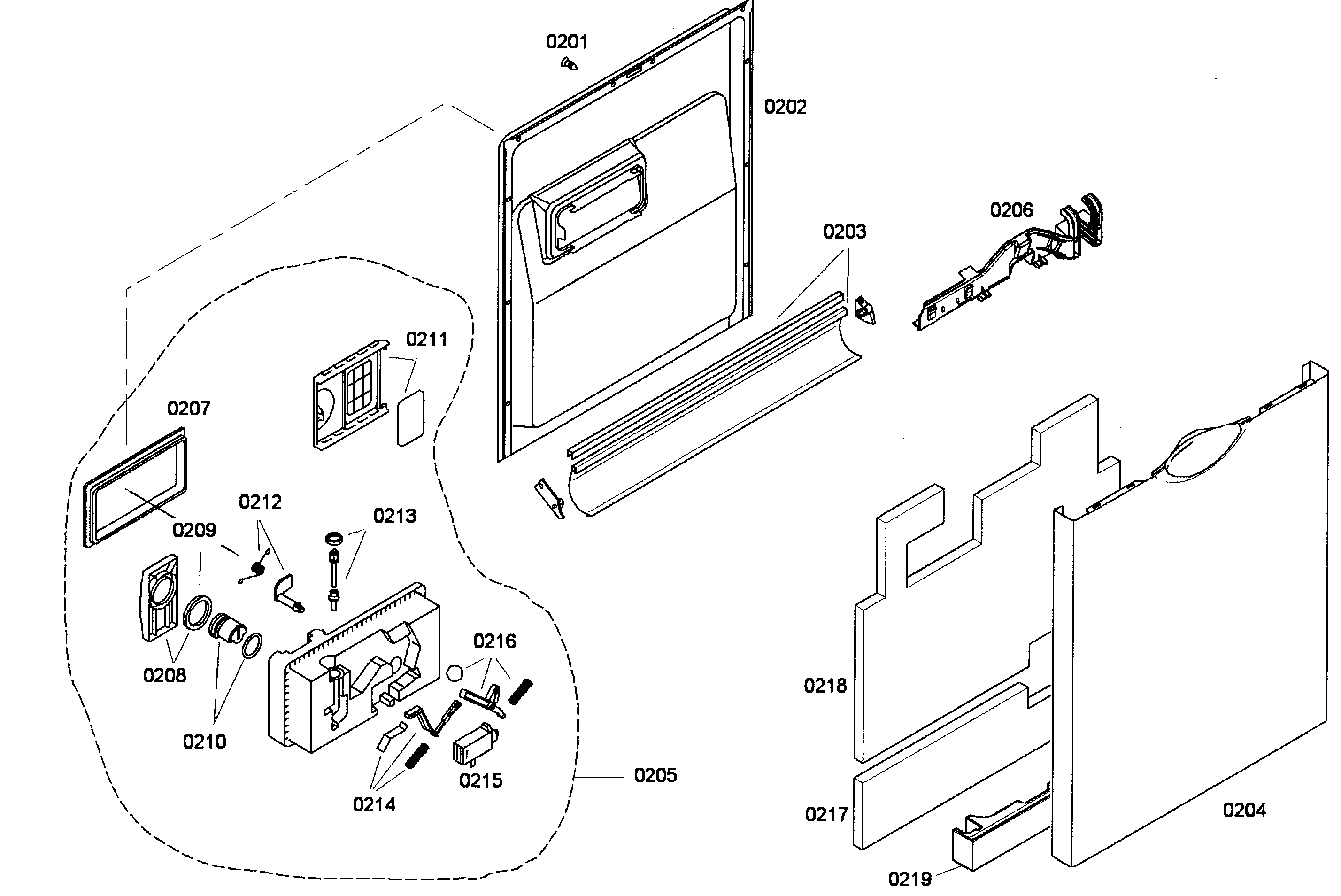 Bosch SHE44C07UC/47 door asy diagram