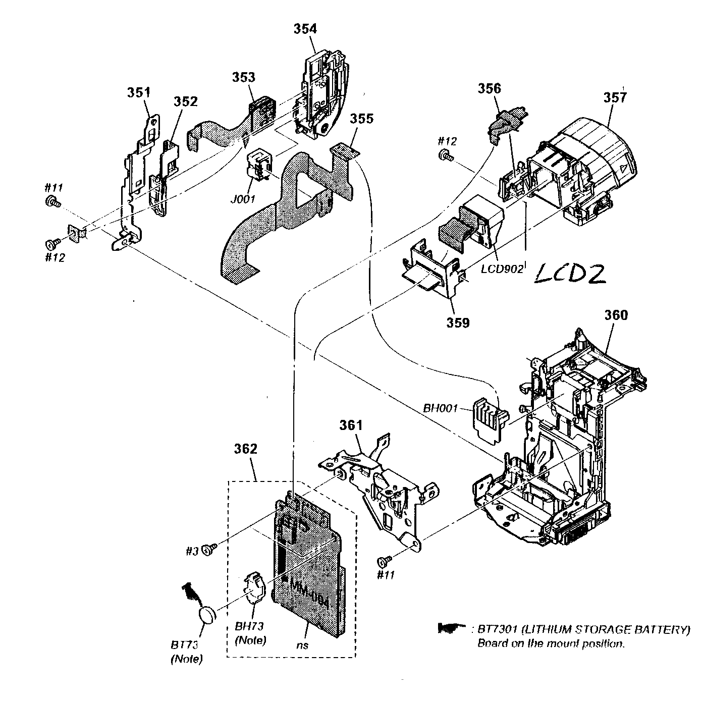 Sony HDR-XR550V evf asy diagram