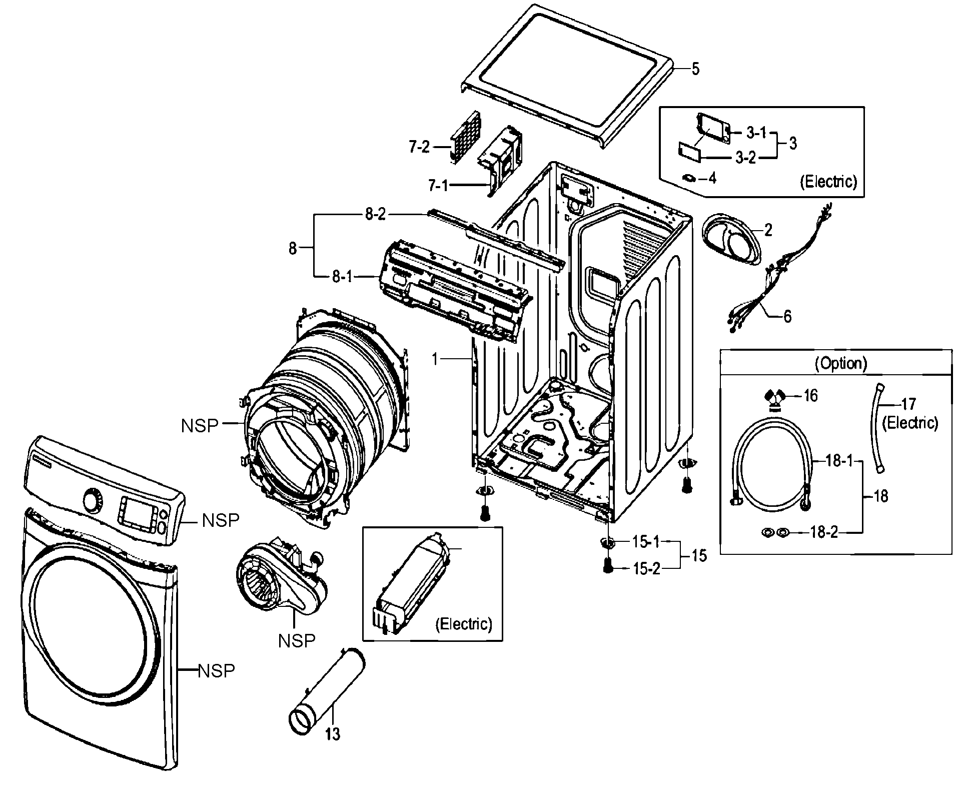 Samsung DV520AEW/XAA cabinet parts diagram