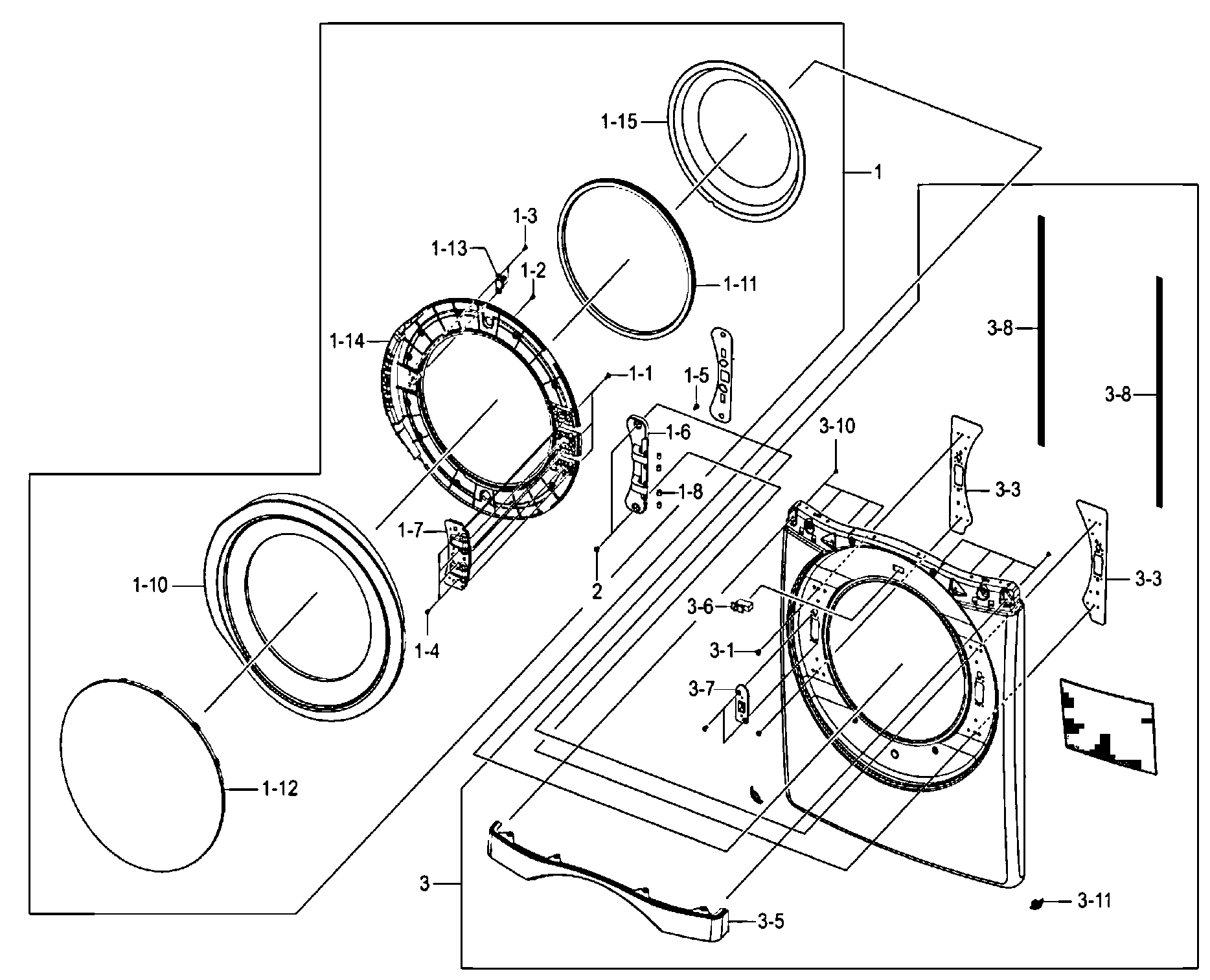 Samsung DV520AEW/XAA door parts diagram