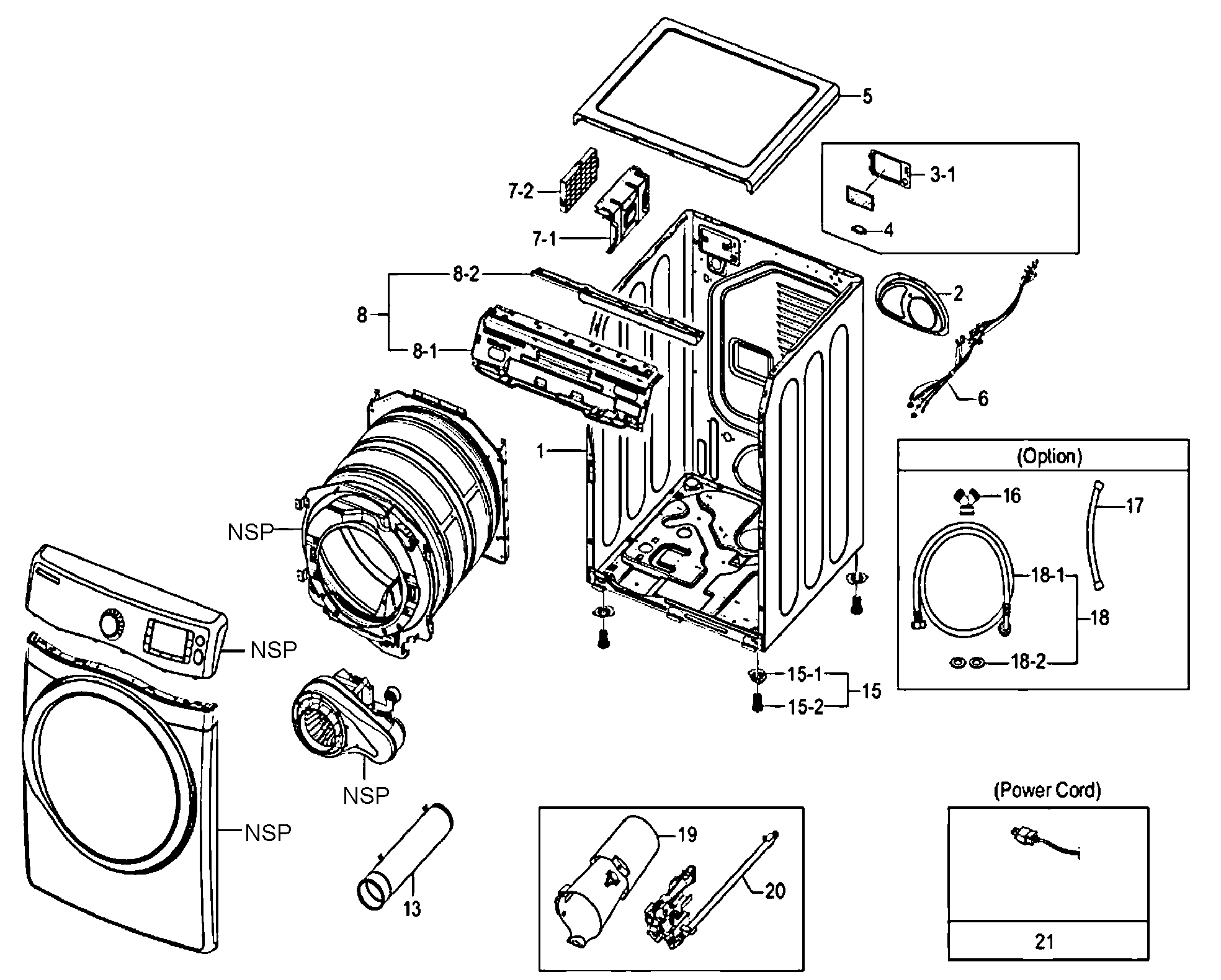 Samsung DV520AGW/XAA cabinet parts diagram