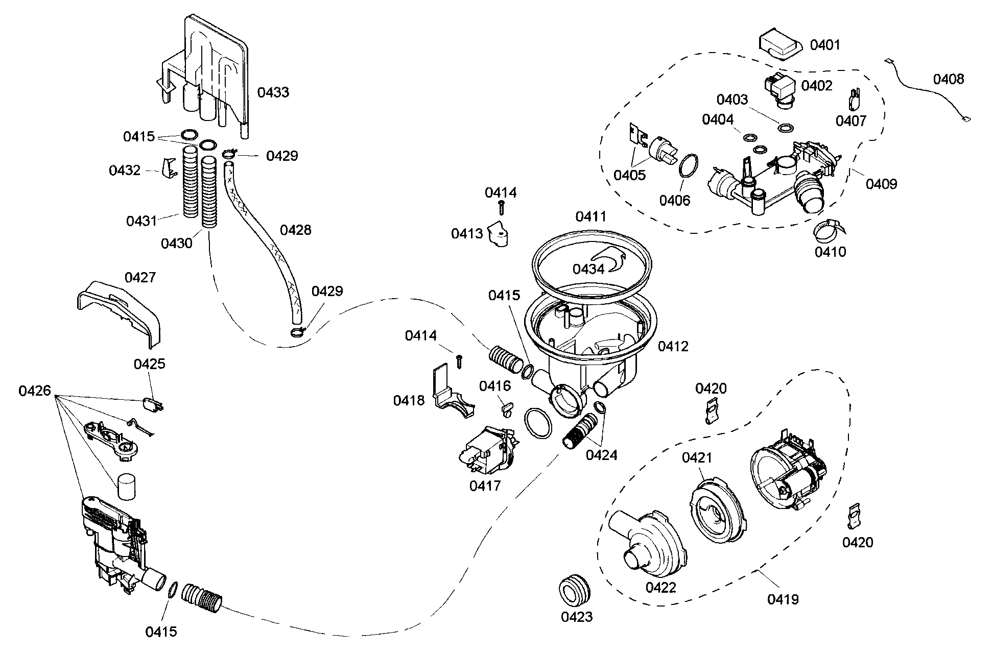 Bosch SHE45M02UC/46 pump assy diagram