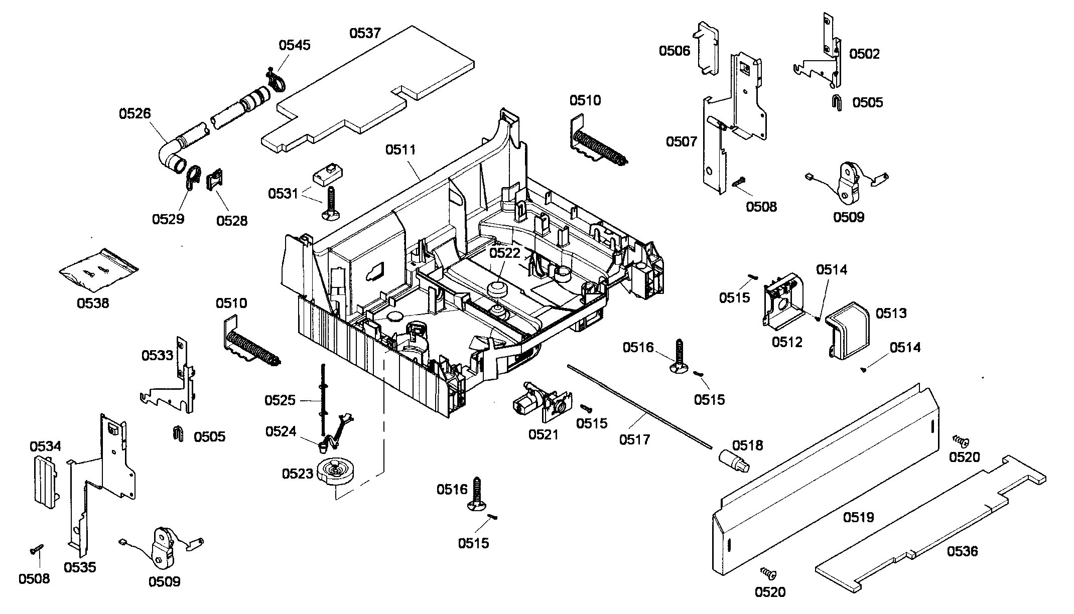 Bosch SHE45M02UC/52 base assy diagram