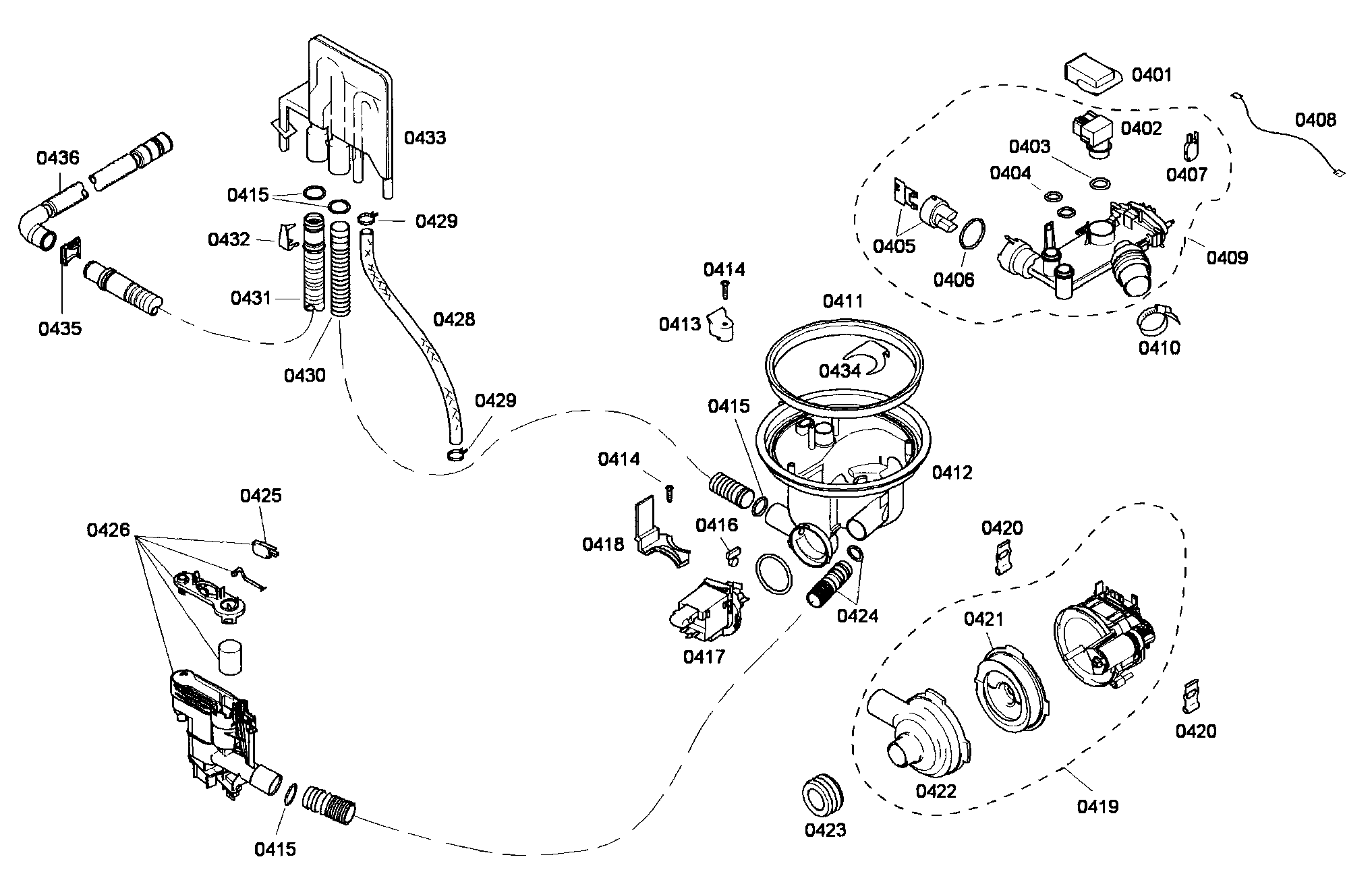 Bosch SHE45M02UC/53 pump assy diagram