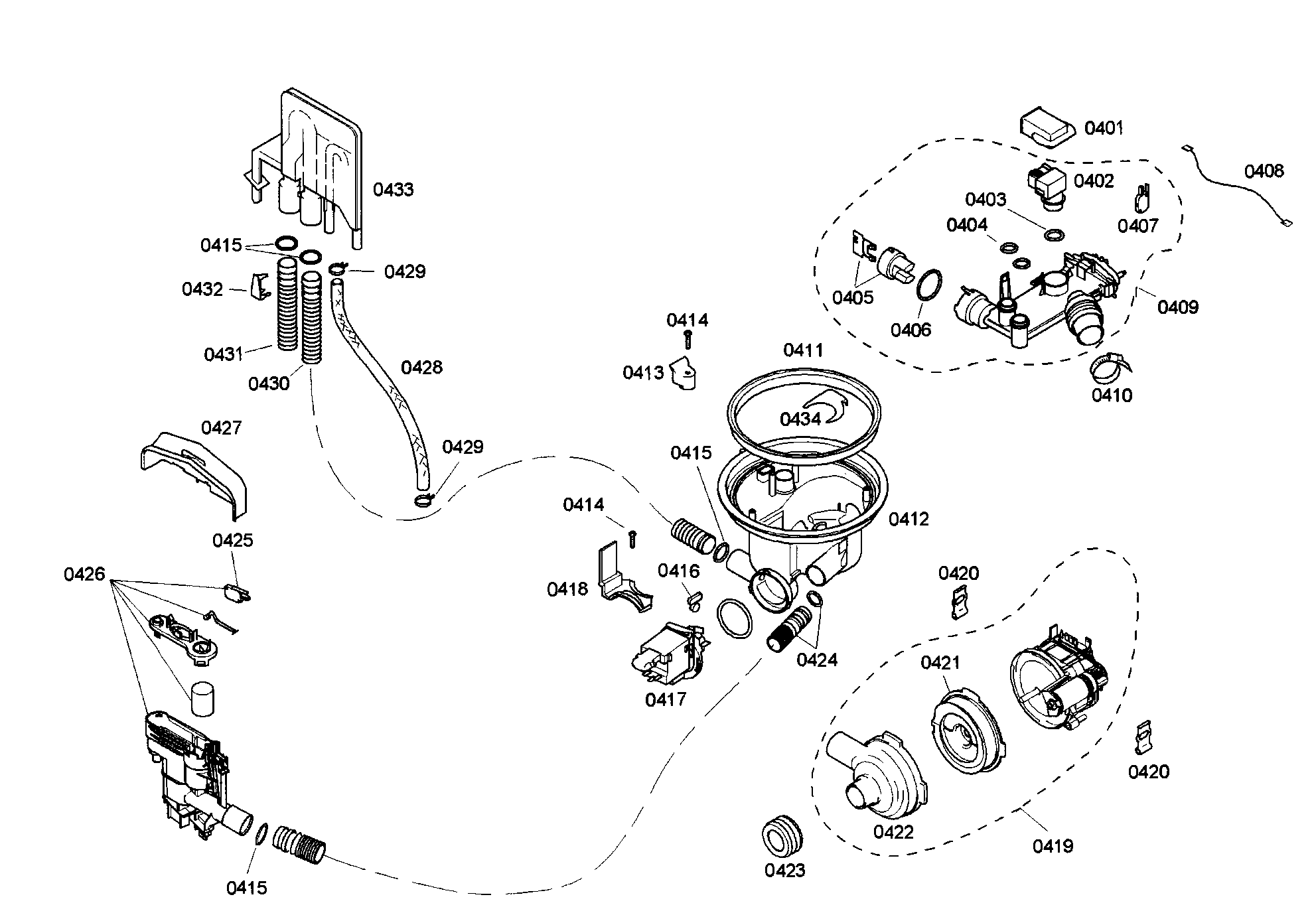 Bosch SHE45C05UC/40 pump assy diagram