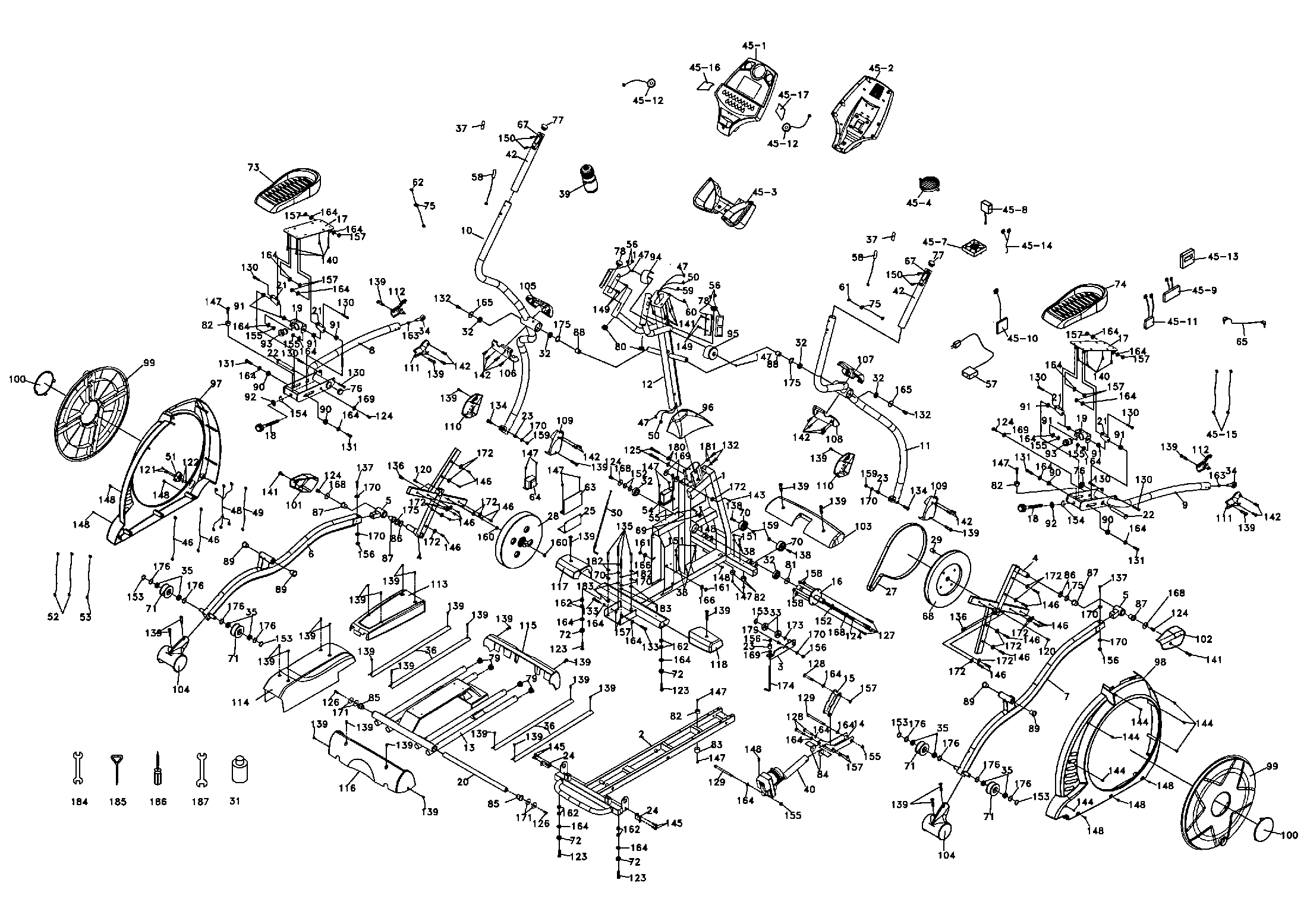 Sole E55-2010 elliptical parts diagram