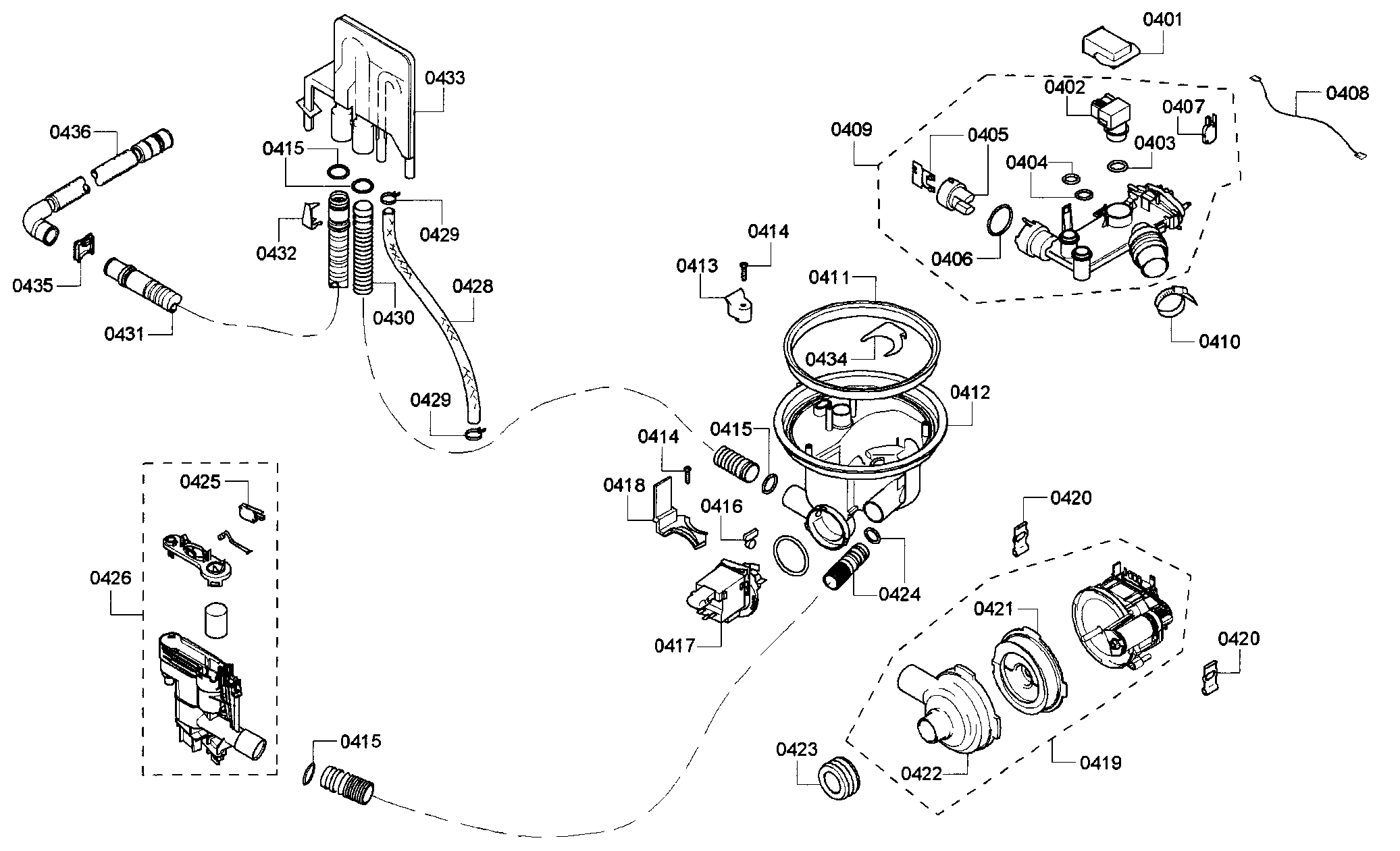 Kenmore Elite 63077933010 pump assy diagram