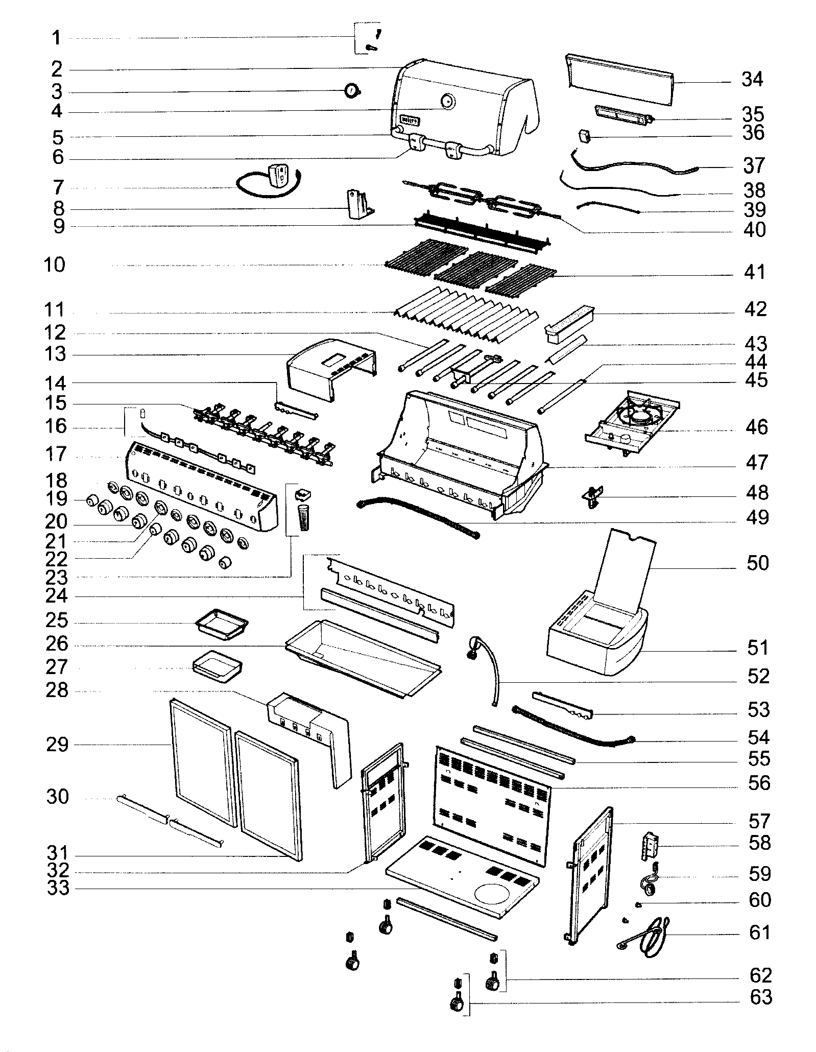 Weber E670LP-2010 grill parts diagram
