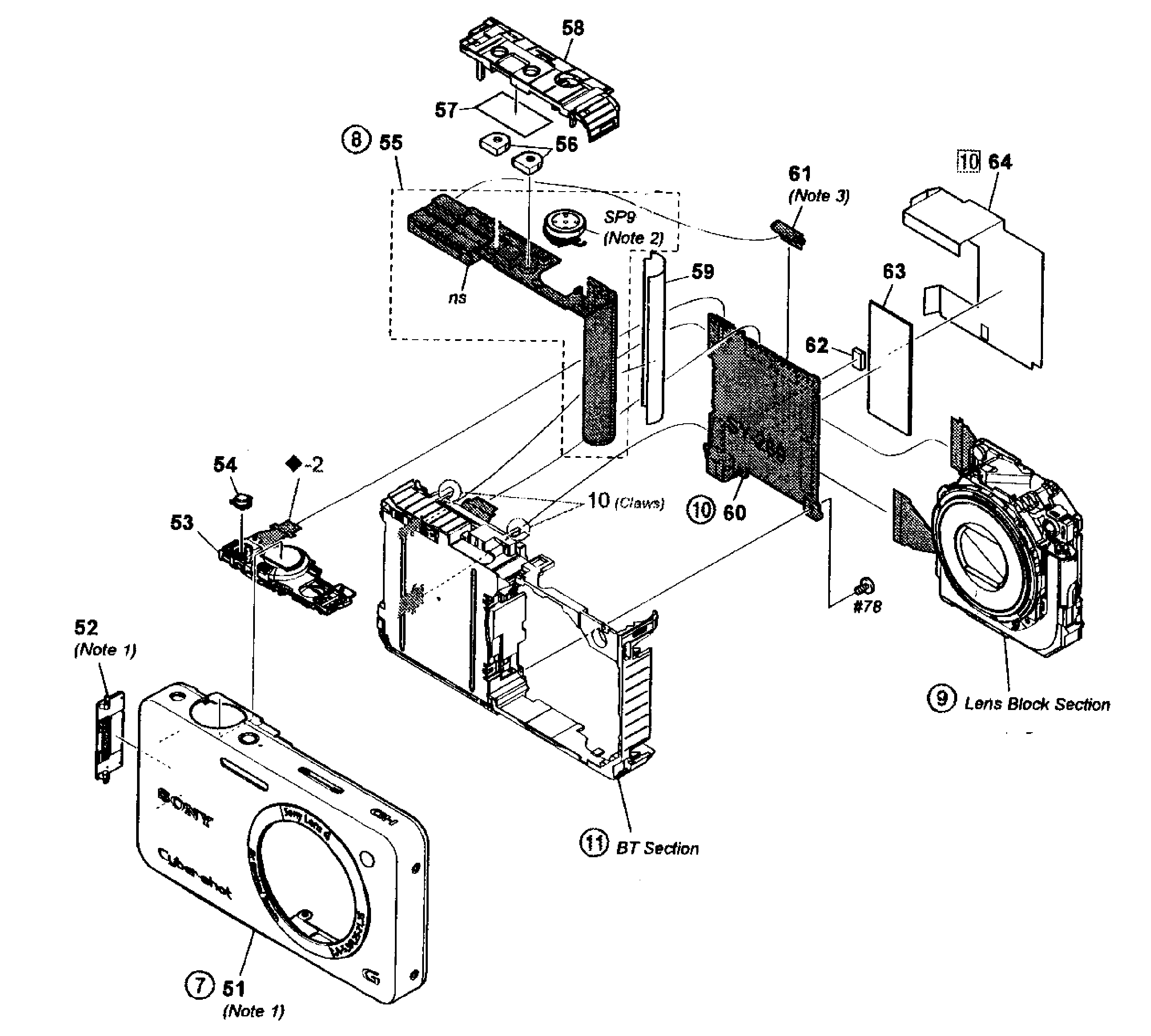 Sony DSC-WX5 main assy diagram
