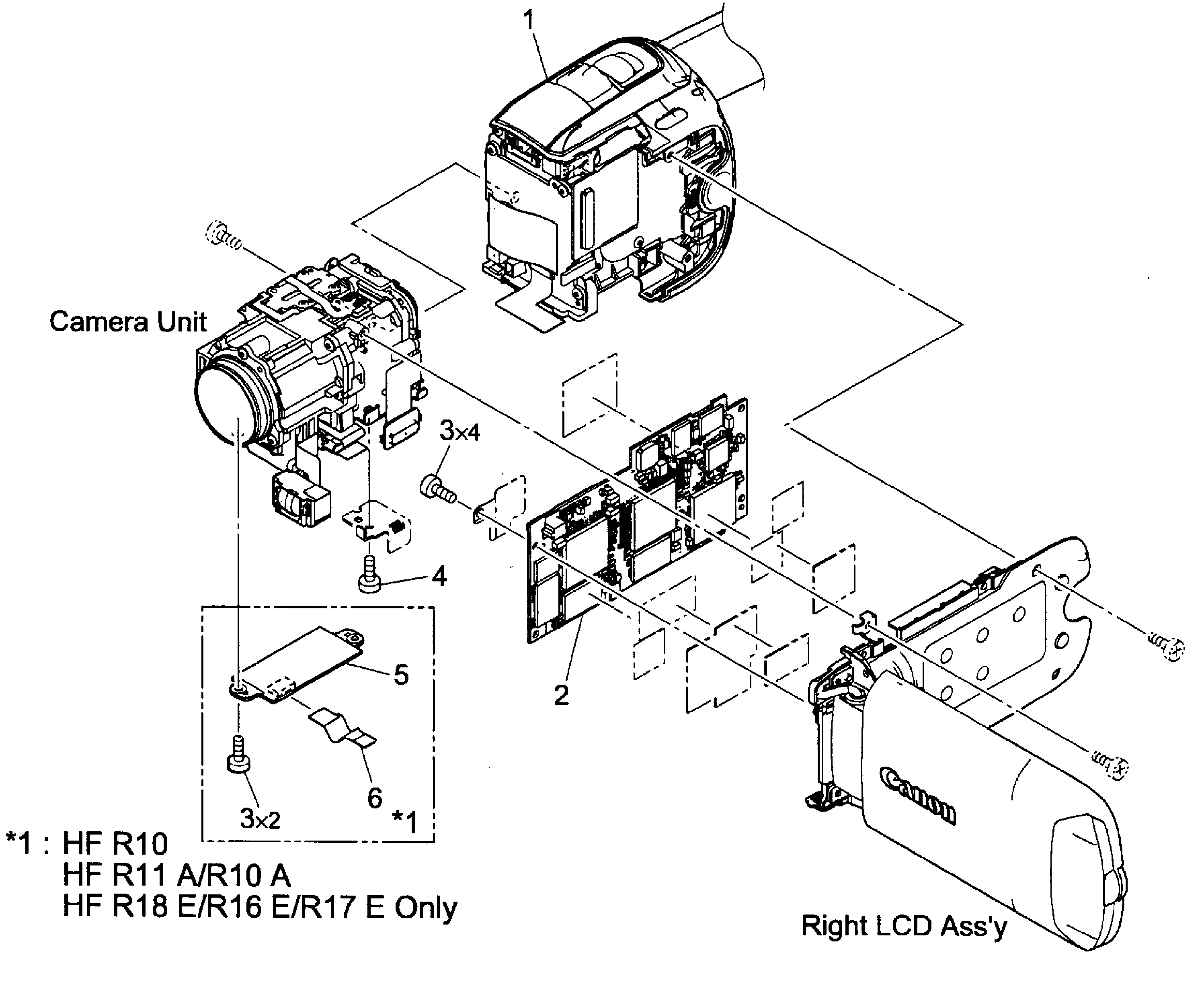 Canon HFR10 cabinet asy 2 diagram