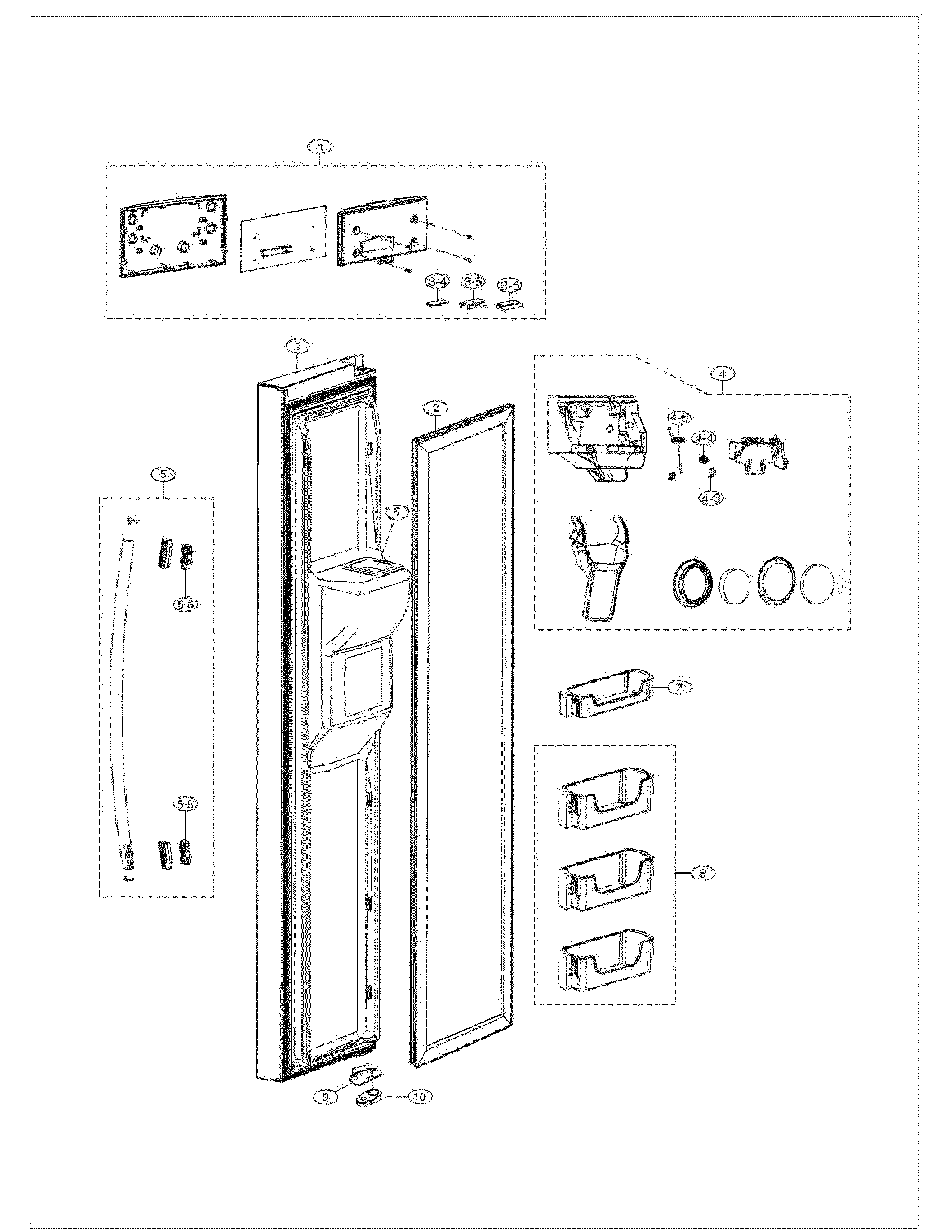 Samsung RS261MDRS/XAA-01 door left diagram