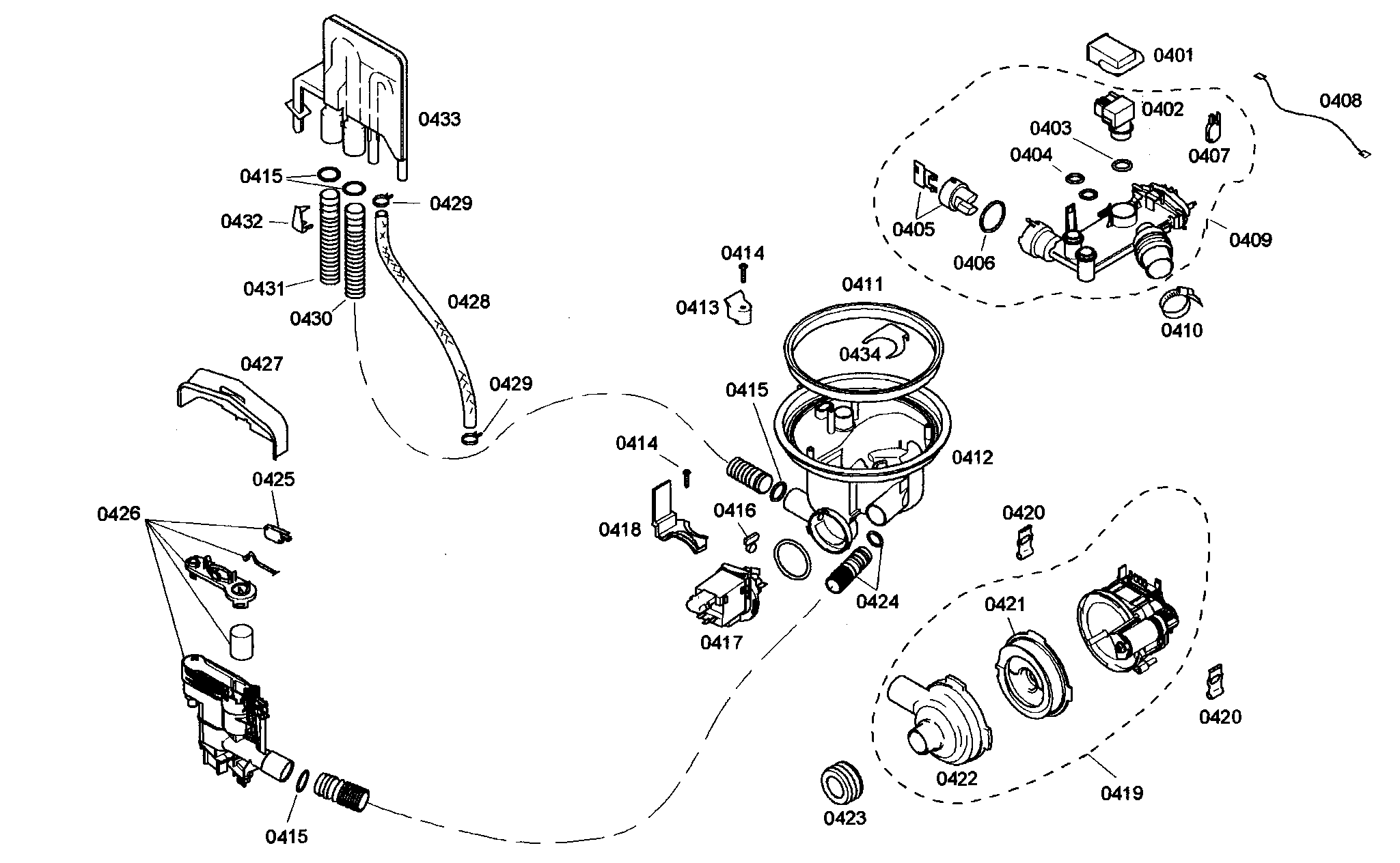 Bosch SHE46C05UC/47 pump assy diagram