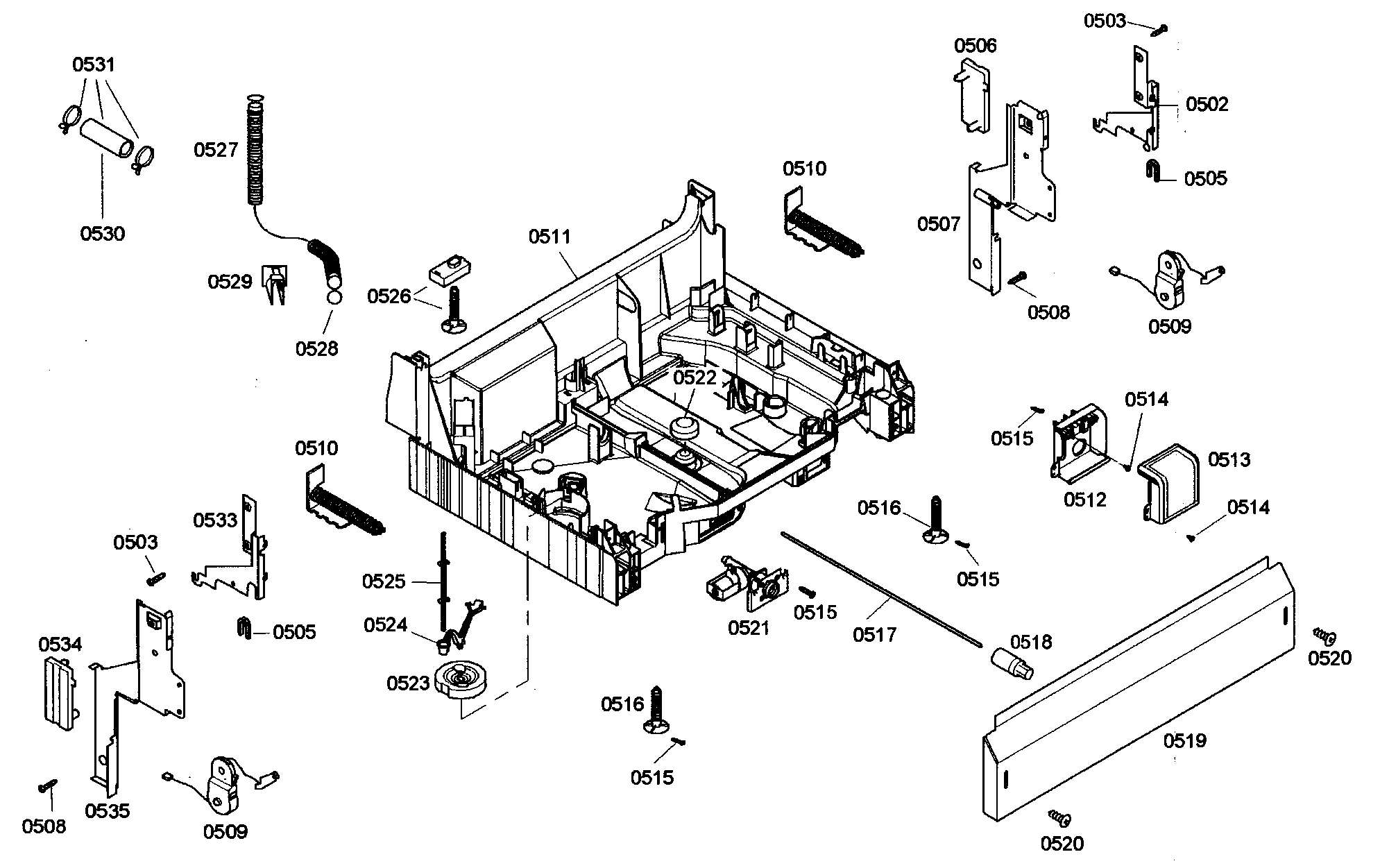 Bosch SHE46C05UC/47 base assy diagram