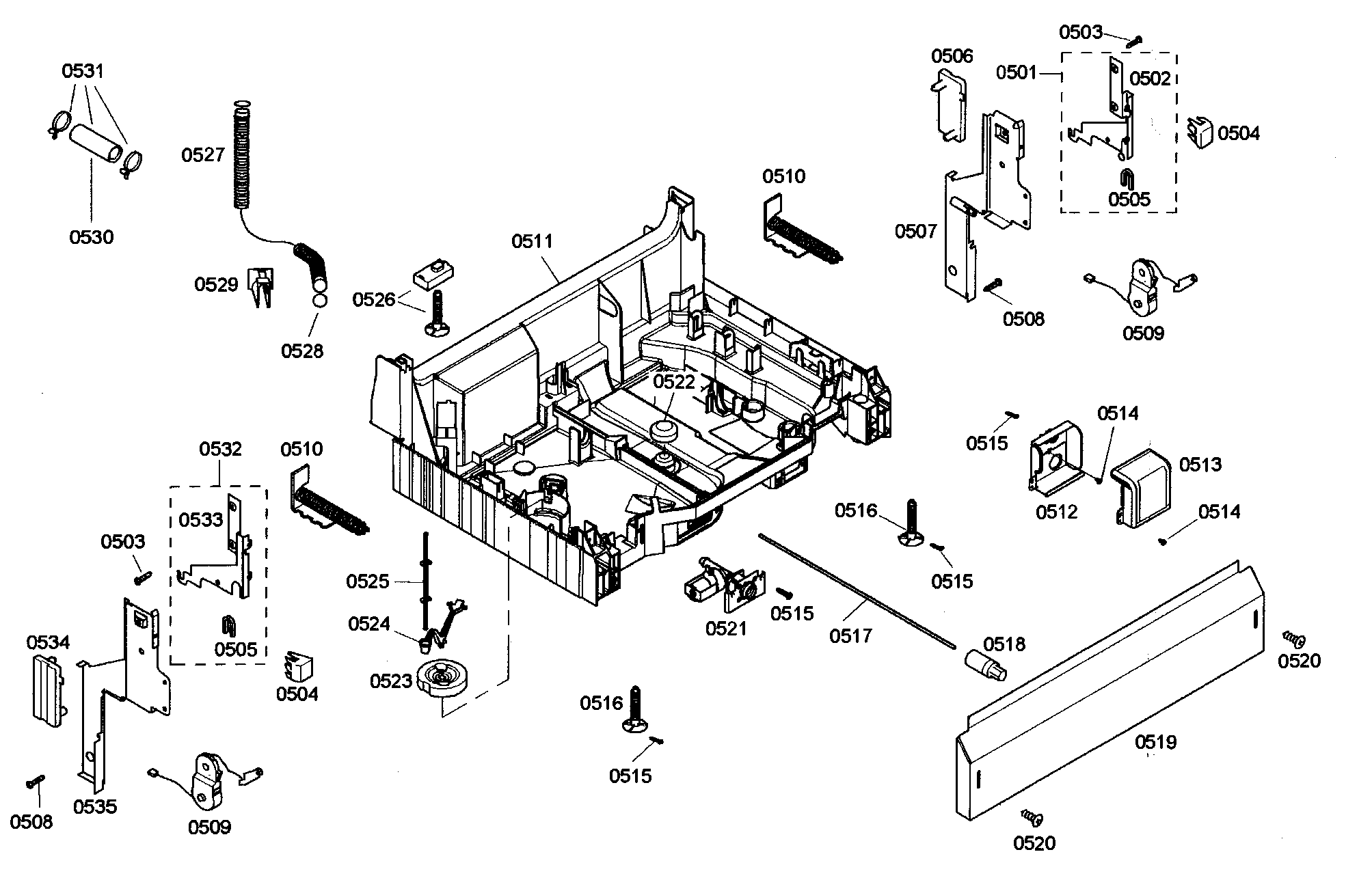Bosch SHE46C02UC/36 base assy diagram