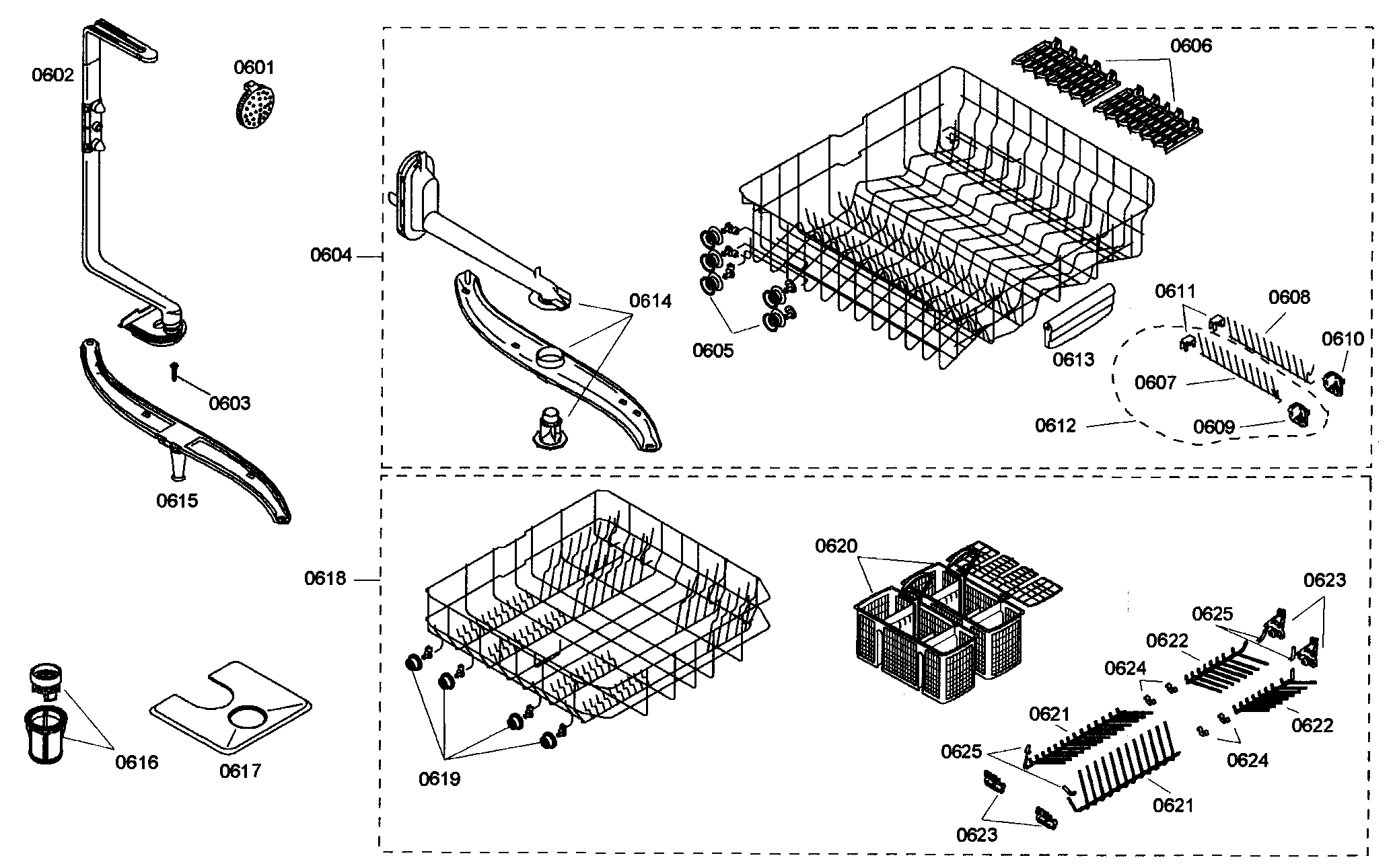 Bosch SHE46C02UC/36 rack assy diagram