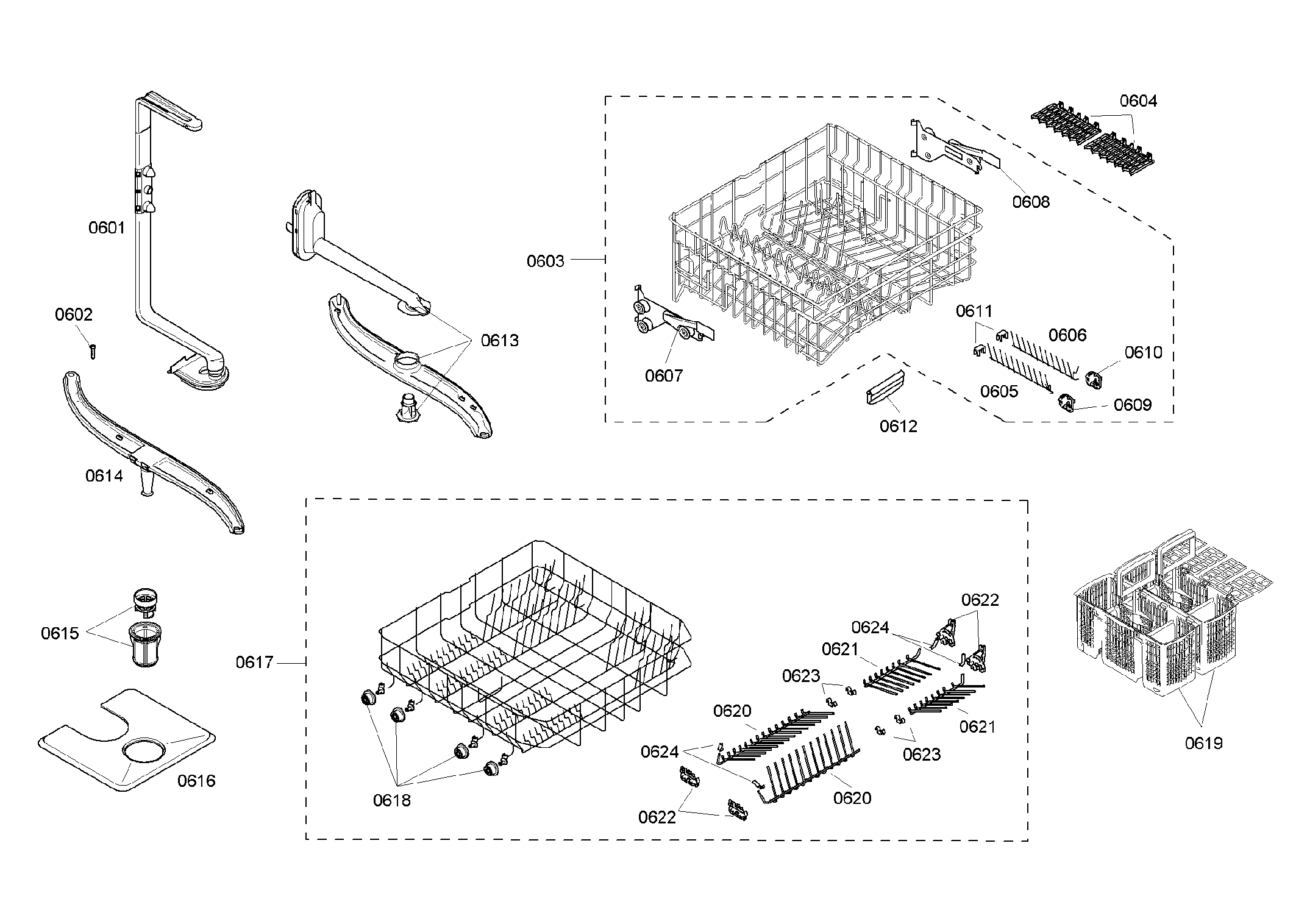 Bosch SHE45M06UC/46 rack assy diagram