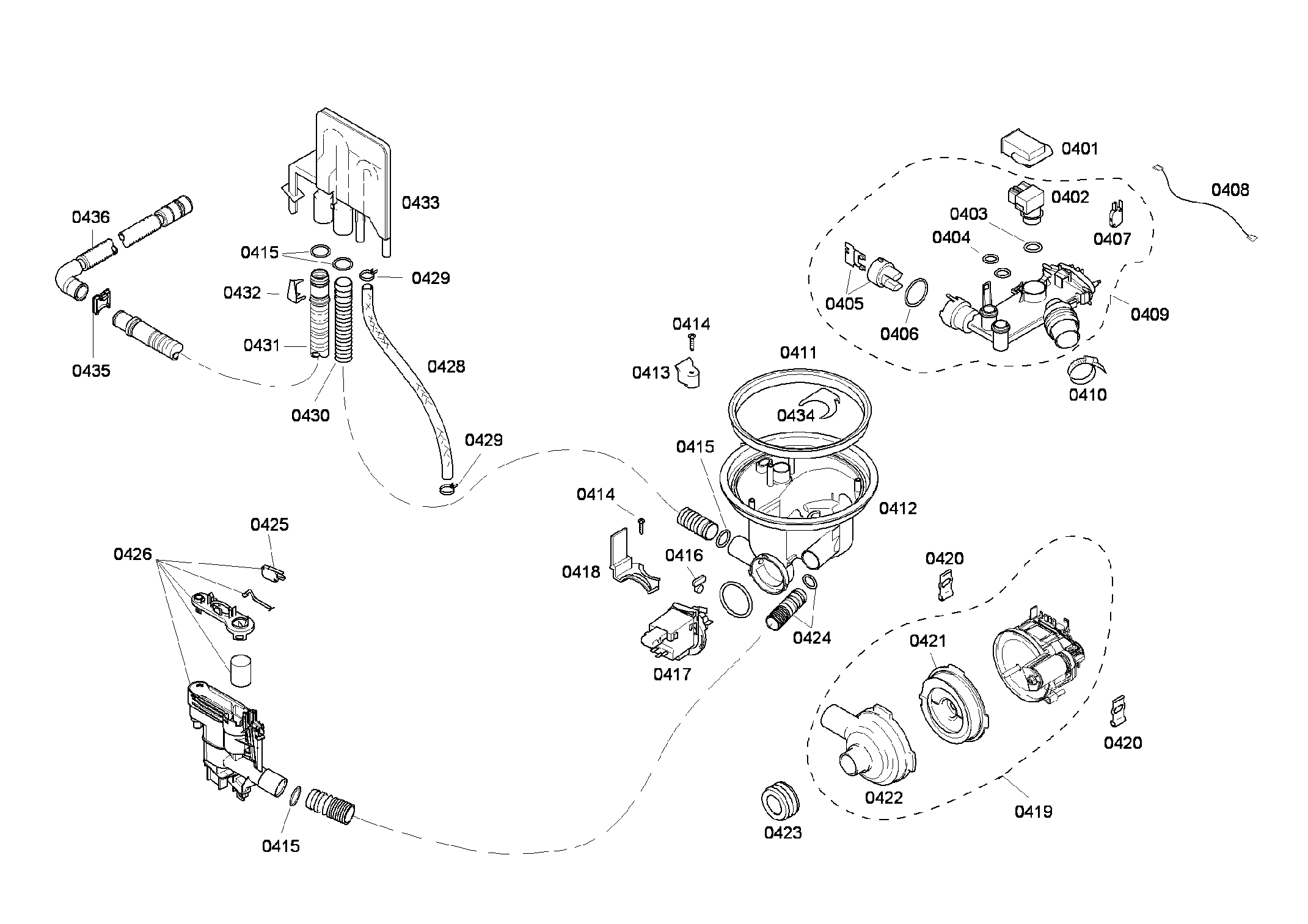 Bosch SHE45M06UC/52 pump assy diagram