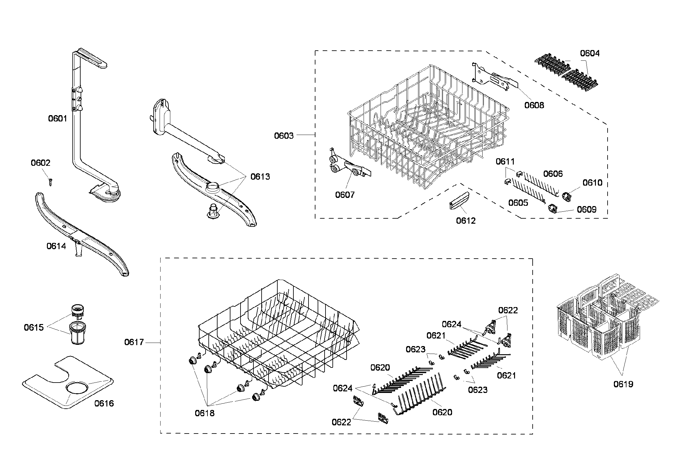 Bosch SHE45M06UC/52 rack assy diagram