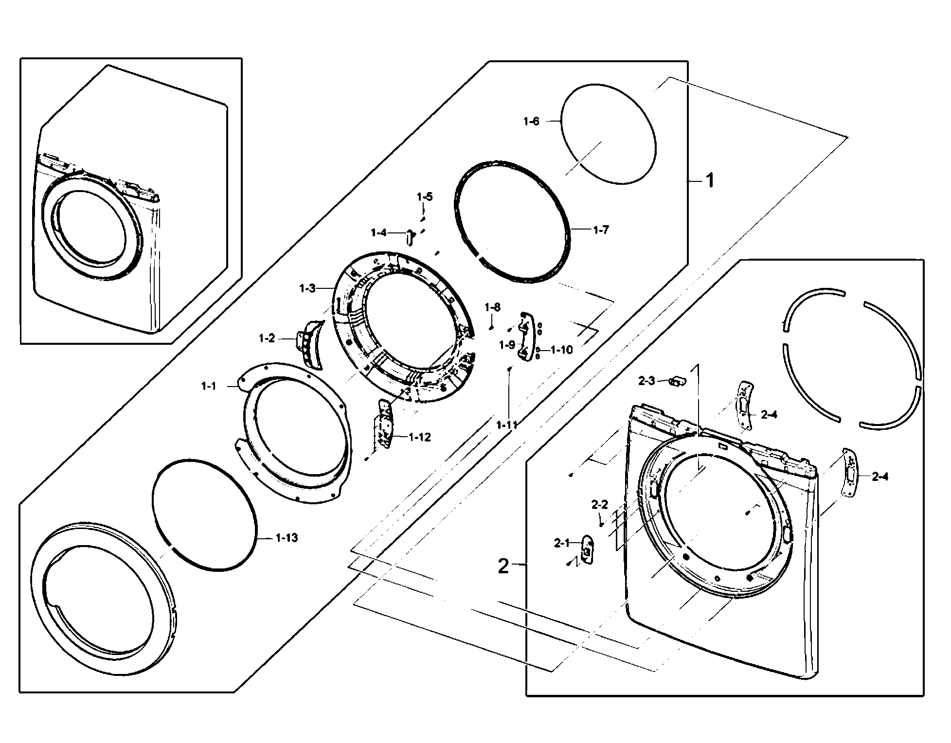 Samsung DV210AGW/XAA door assy diagram