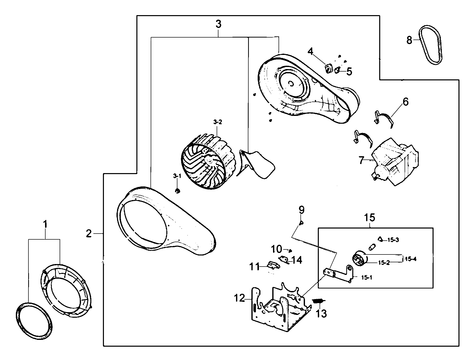 Samsung DV210AGW/XAA motor assy diagram