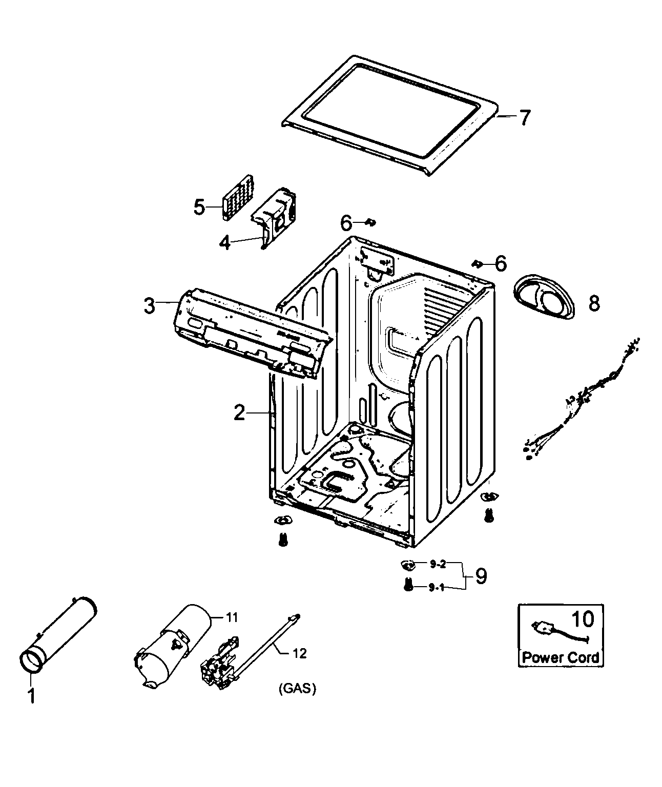 Samsung DV220AGW/XAA main assy diagram