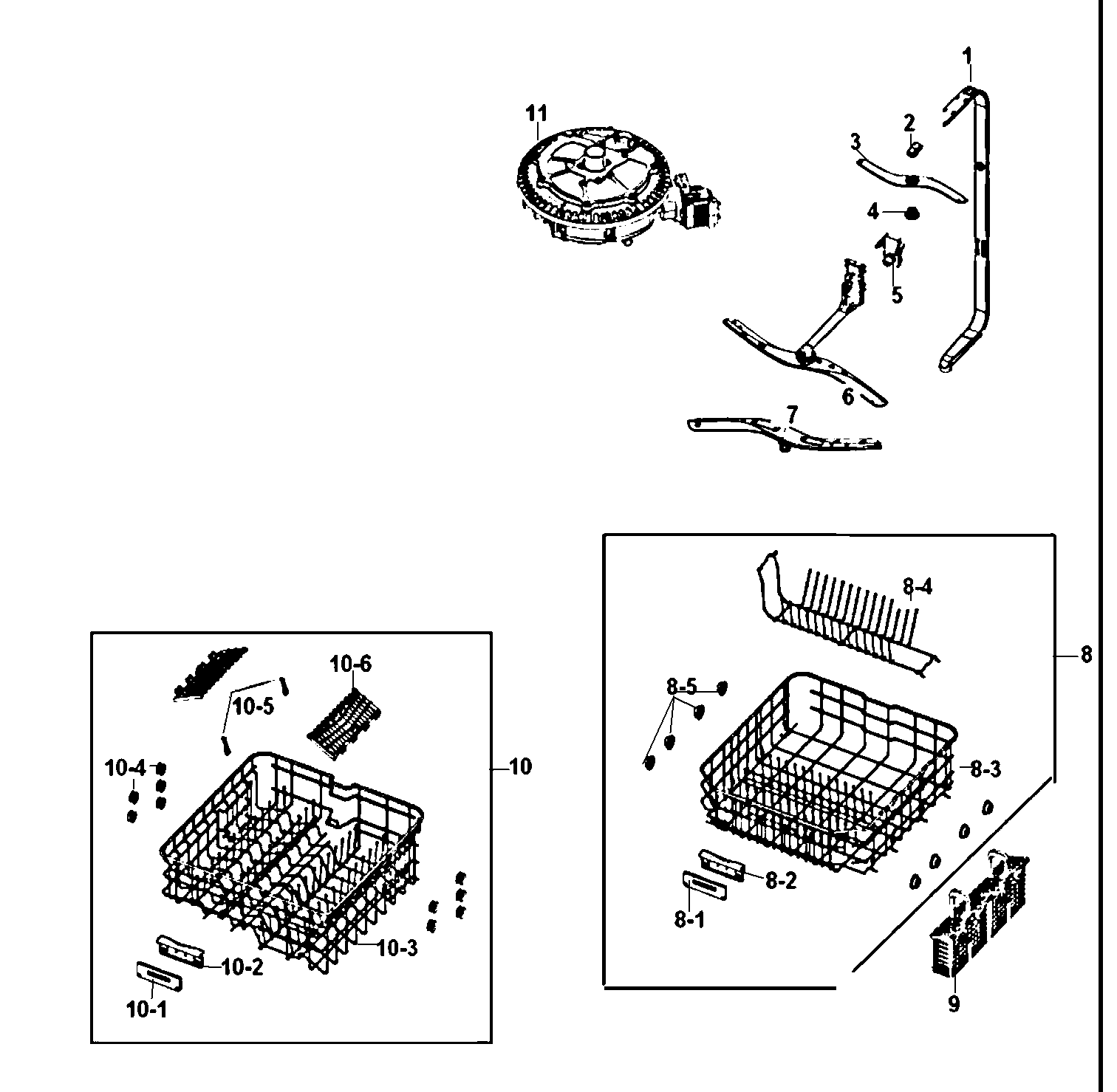 Samsung DMT400RHS/XAA rack assy diagram