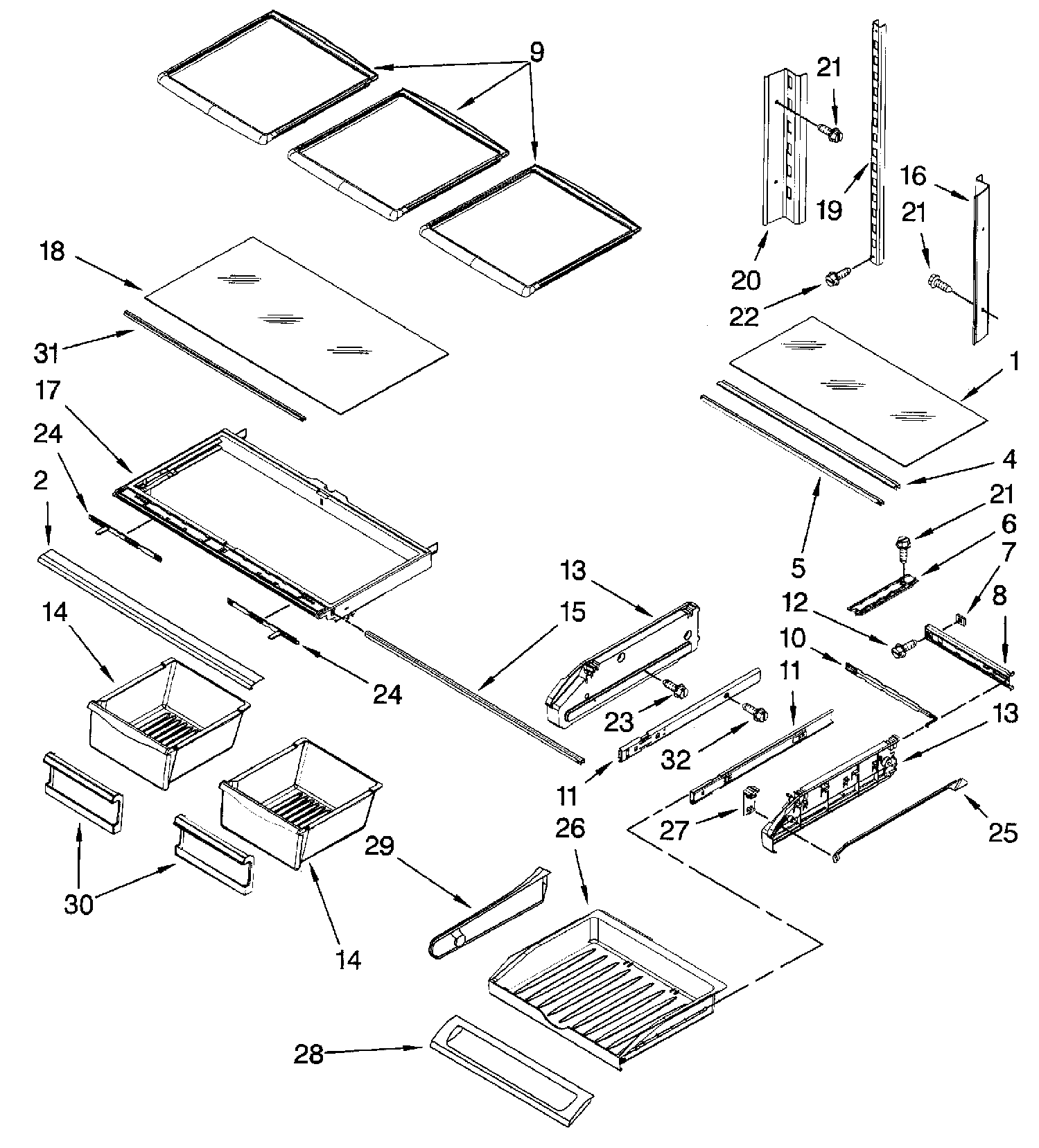 Dacor EF36IWFSS shelf parts diagram