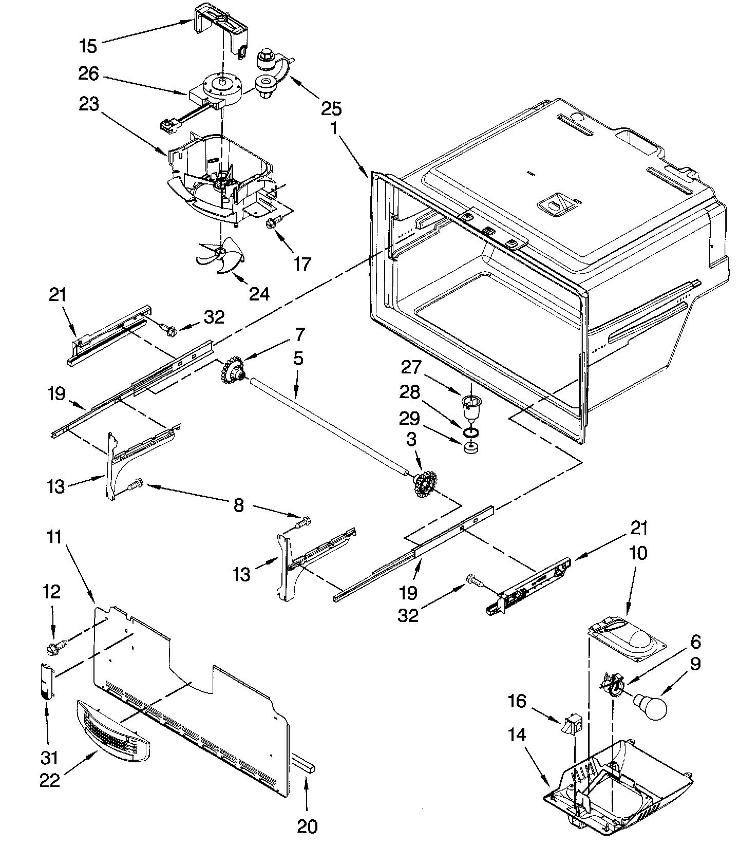 Dacor EF36IWFSS freezer diagram