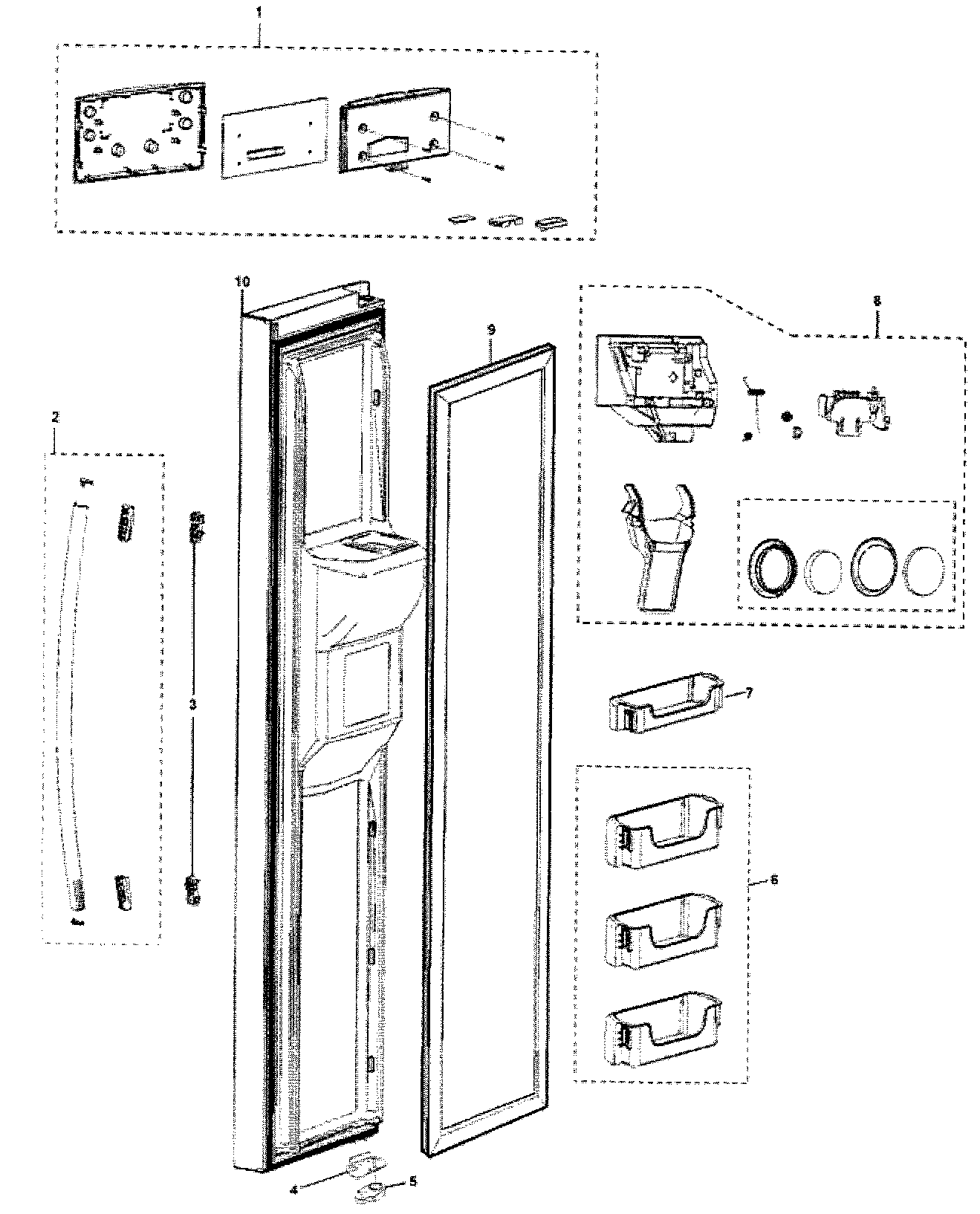 Samsung RS263TDBP/XAA-01 fre door diagram