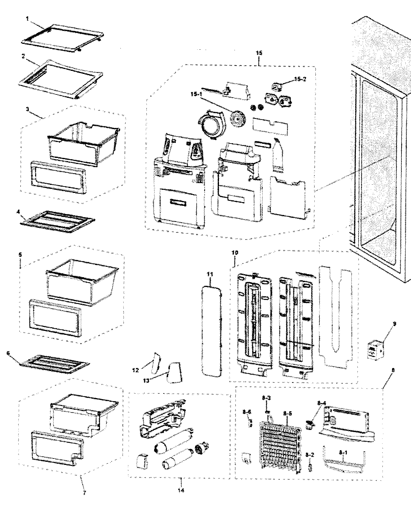 Samsung RS263TDWP/XAA refrigerator diagram