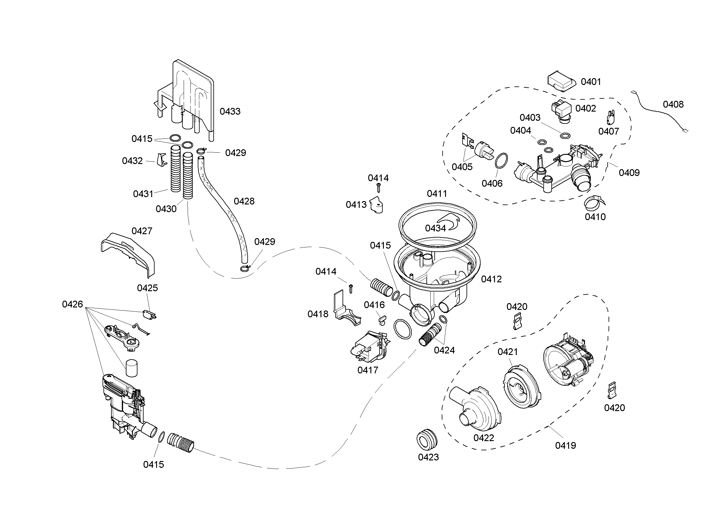 Bosch SHE46C06UC/38 pump assy diagram