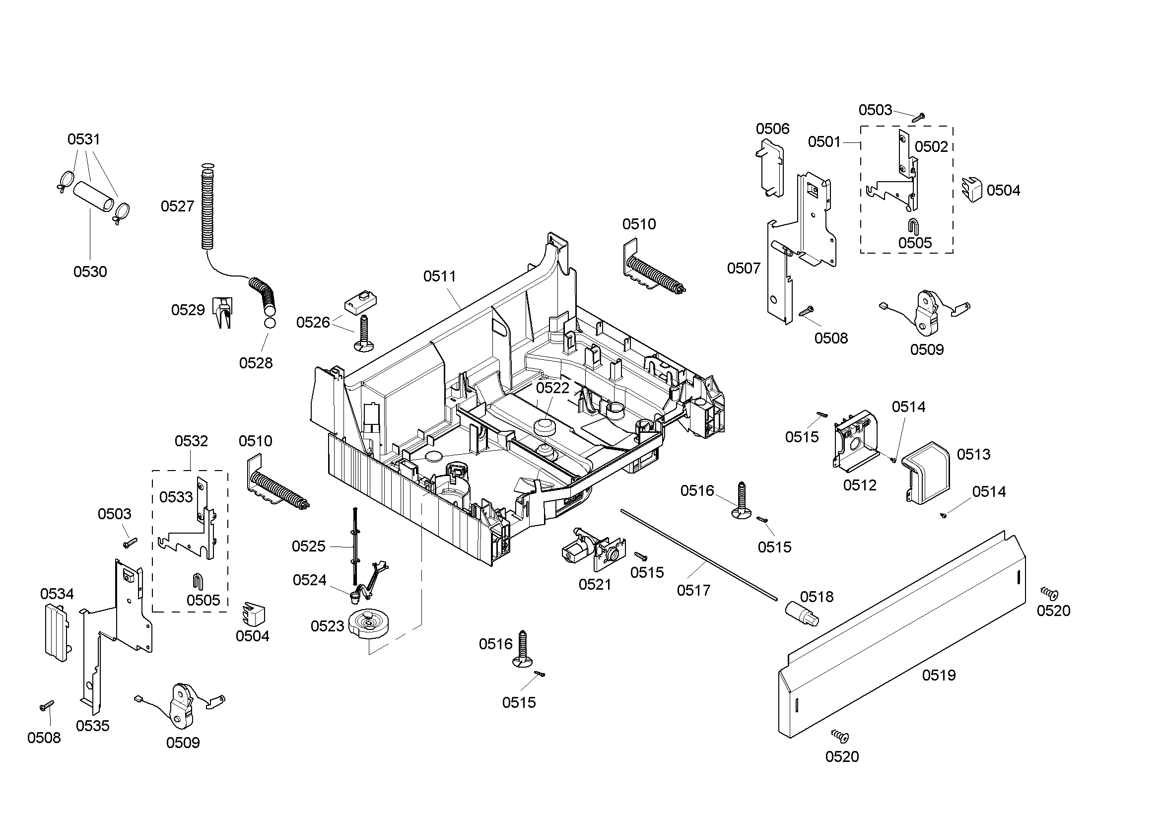 Bosch SHE46C06UC/46 base assy diagram