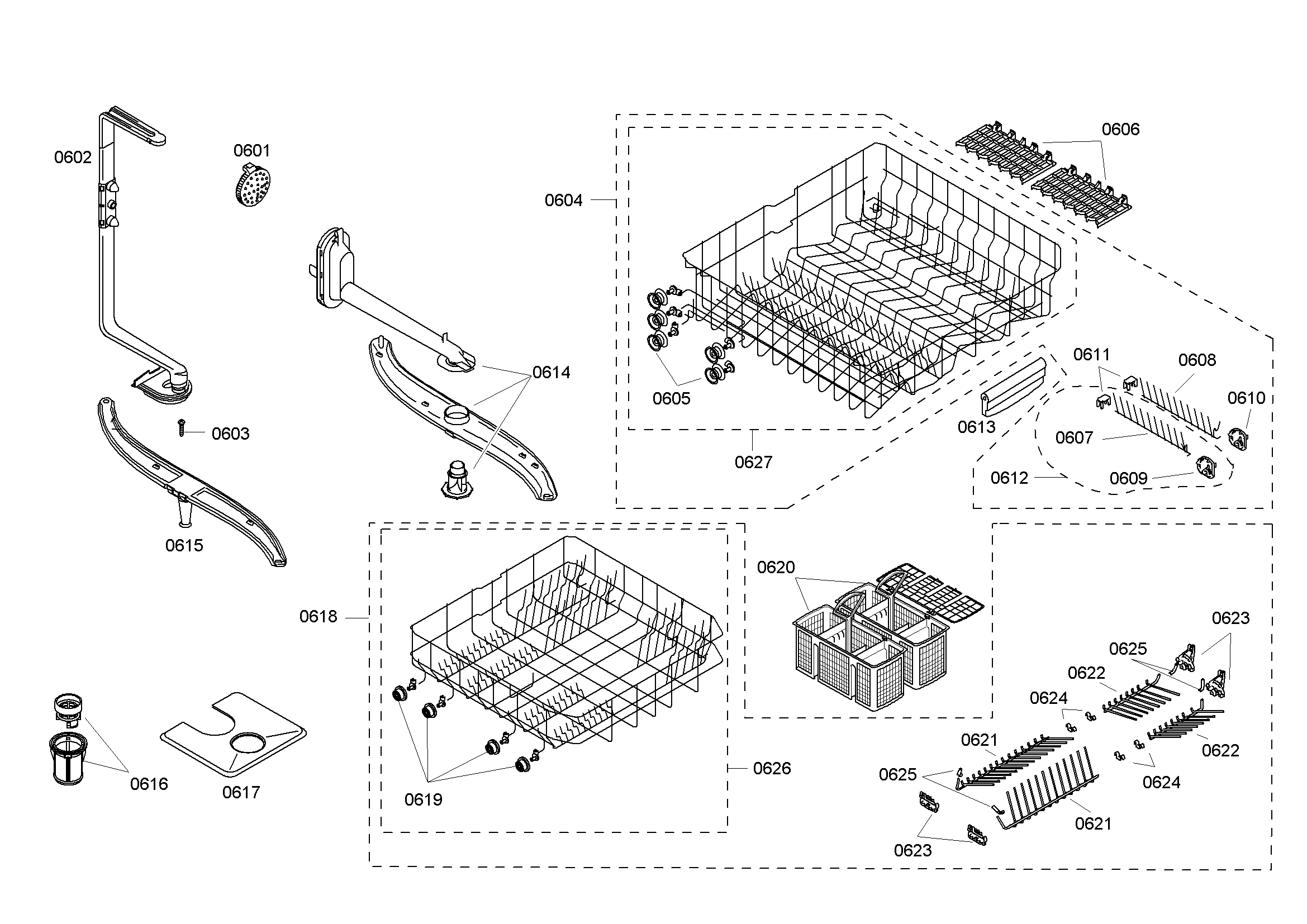 Bosch SHE46C06UC/46 rack assy diagram