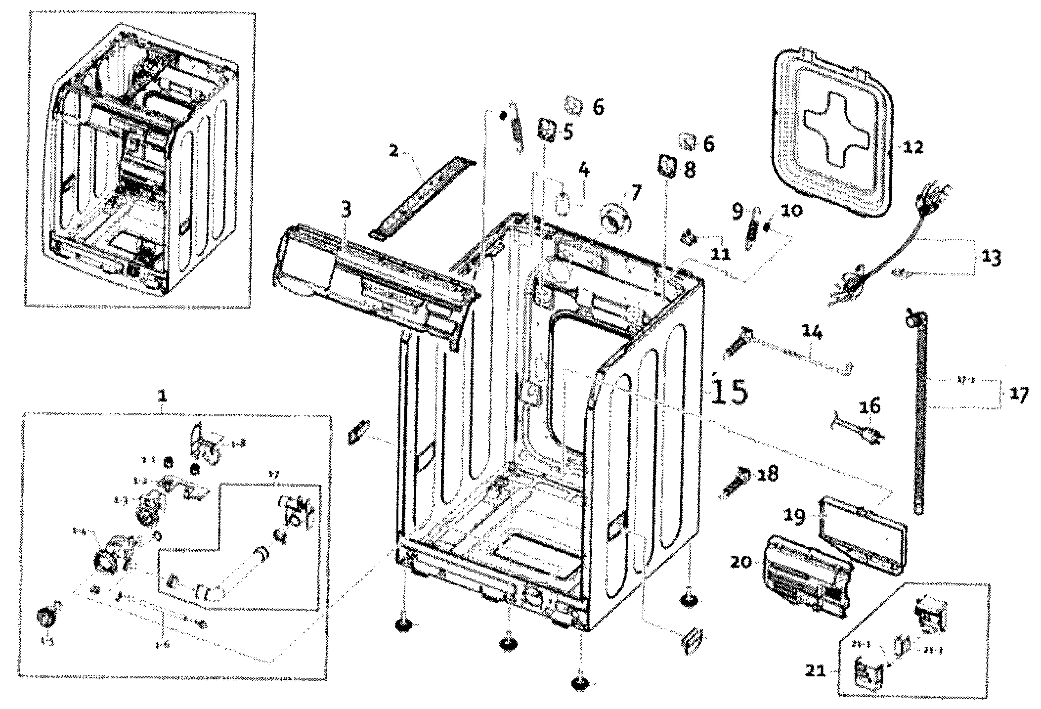 Samsung WF350ANW/XAA-00 cabinet diagram