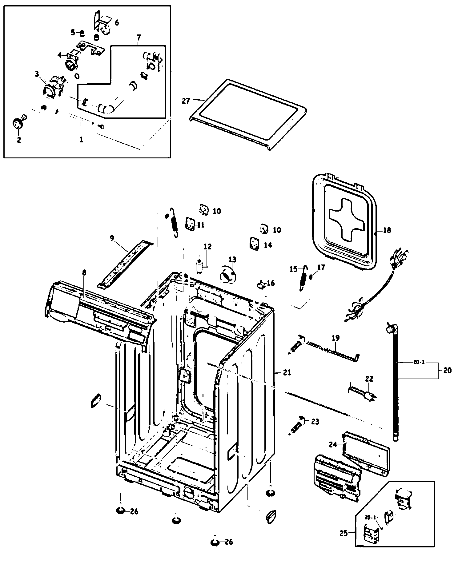 Samsung WF410ANR/XAA-00 cabinet parts diagram