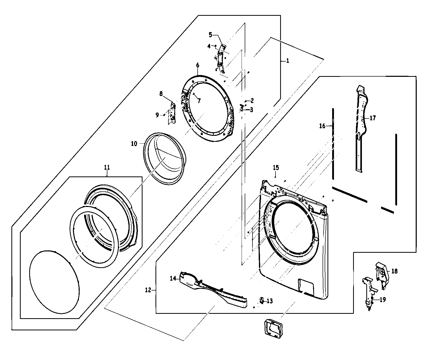 Samsung WF410ANR/XAA-00 door assy diagram