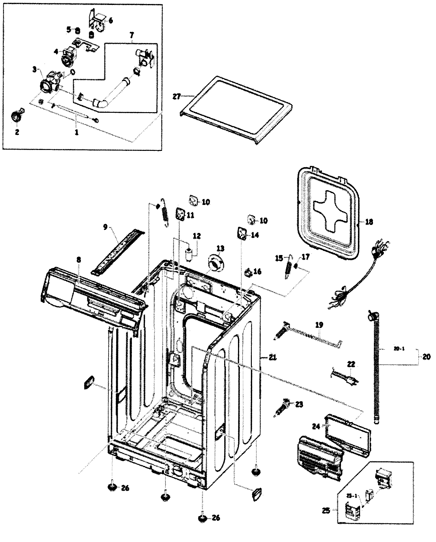 Samsung WF410ANW/XAA-00 frame assy diagram