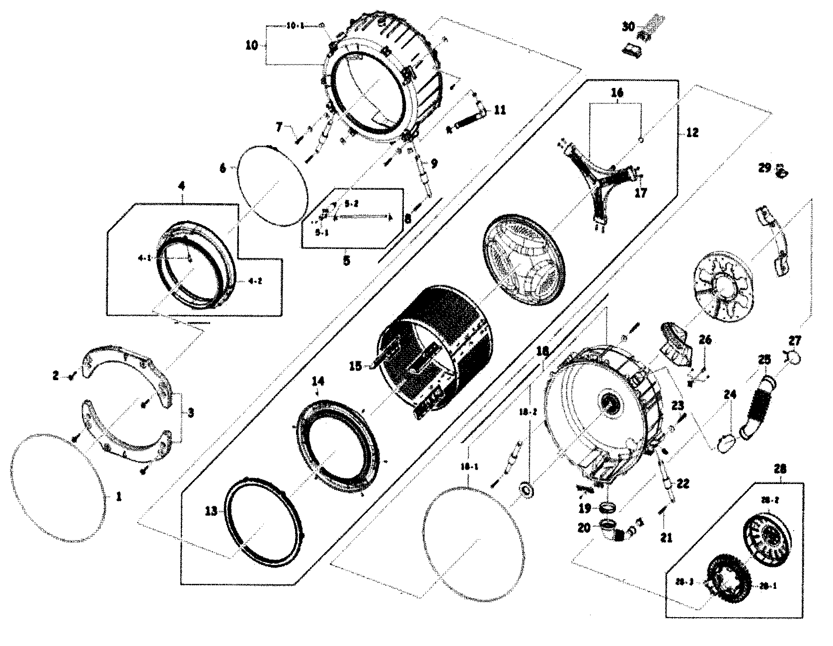 Samsung WF410ANW/XAA-00 drum assy diagram