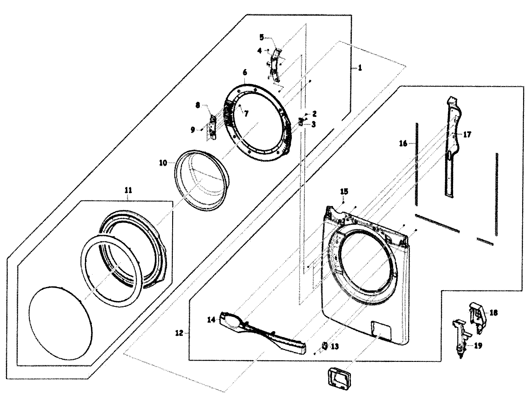 Samsung WF410ANW/XAA-00 door assy diagram